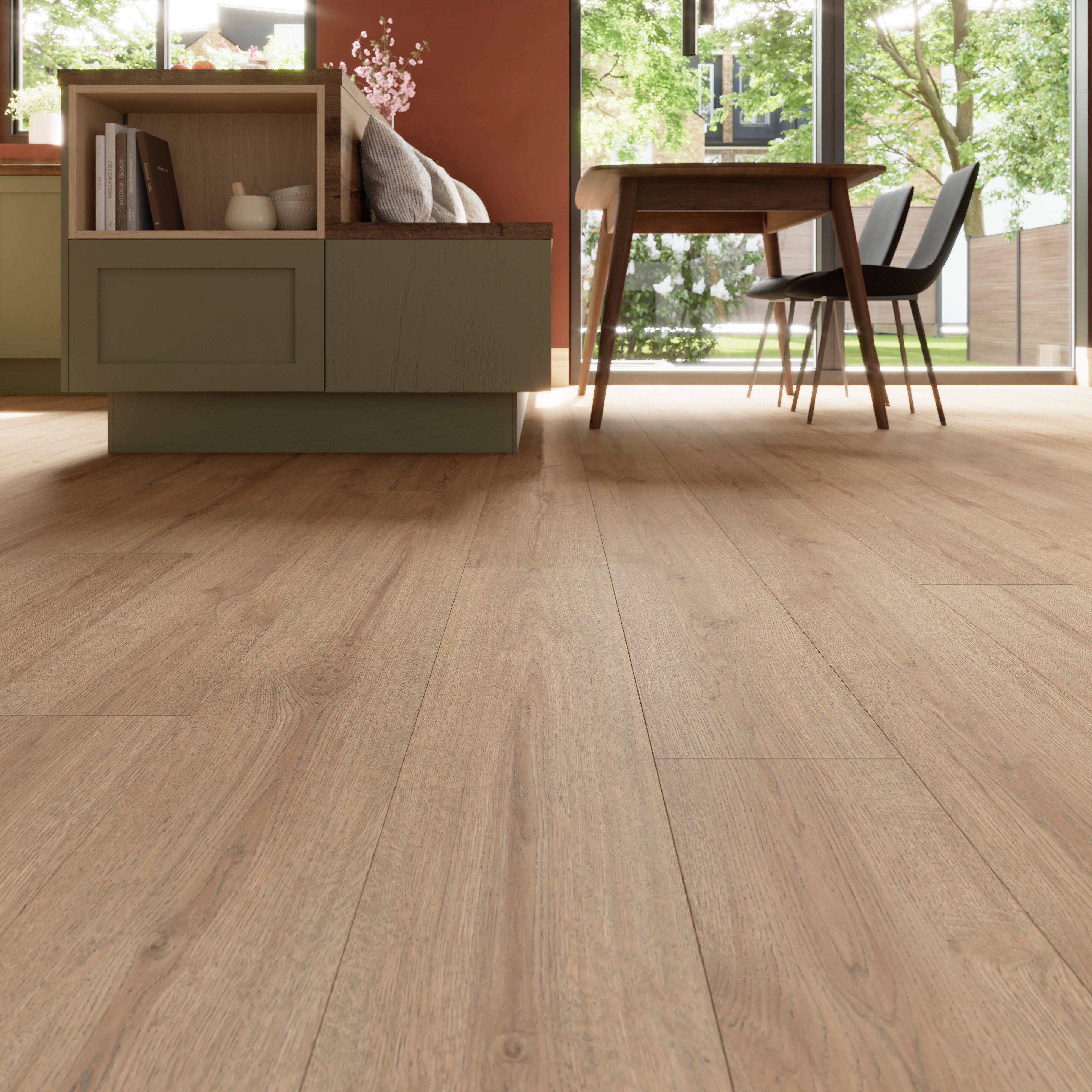 GoodHome Faversham Natural oak effect Structured Laminate Flooring, 1.99m²