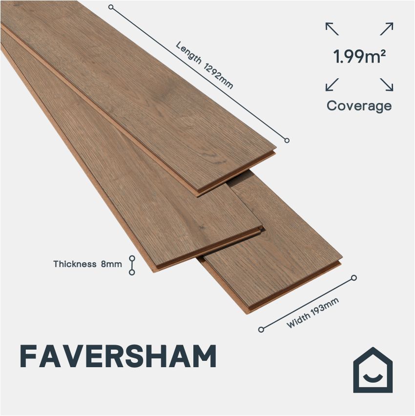 GoodHome Faversham Natural oak effect Structured Laminate Flooring, 1.99m²