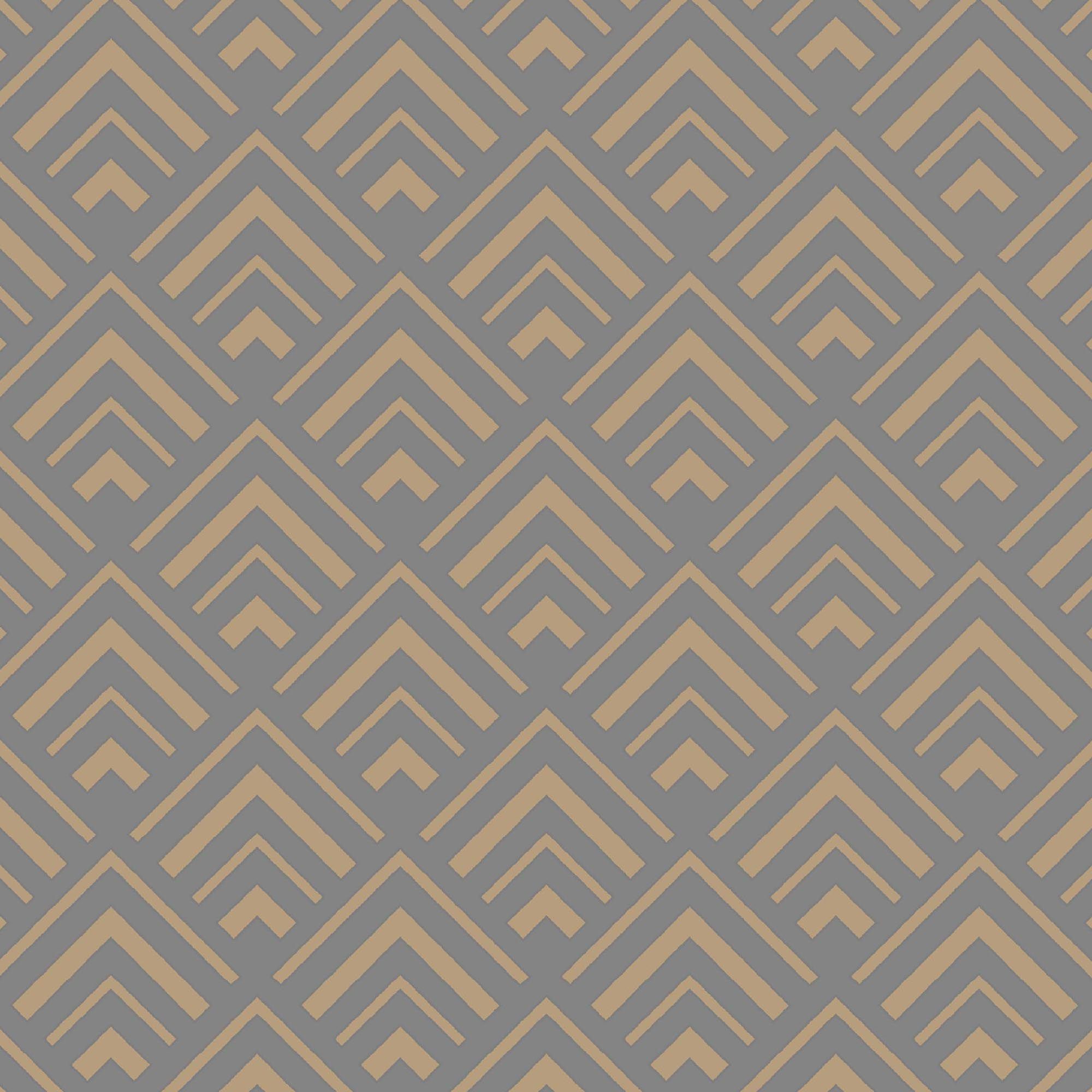 GoodHome Ficus Grey Art deco Gold effect Textured Wallpaper Sample