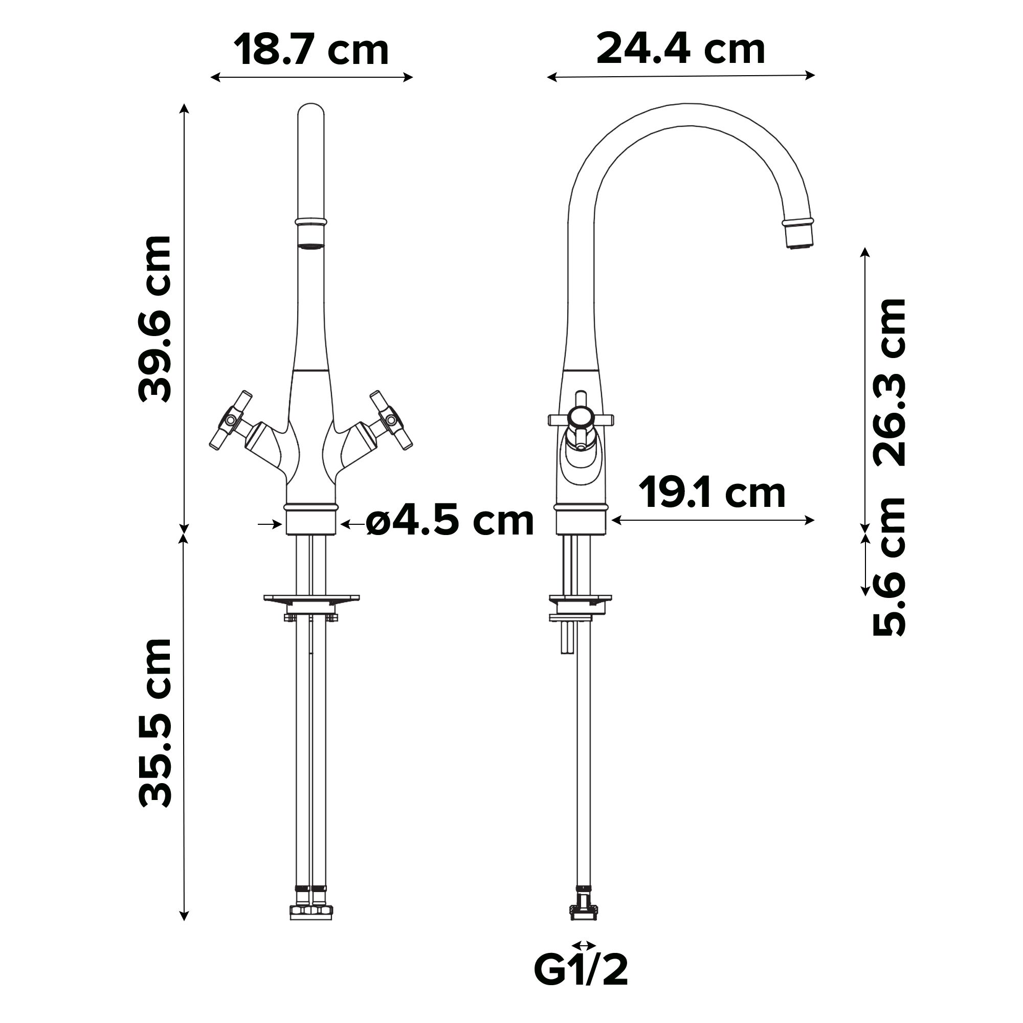 GoodHome Filbert Gold Brass effect Kitchen Twin lever Tap