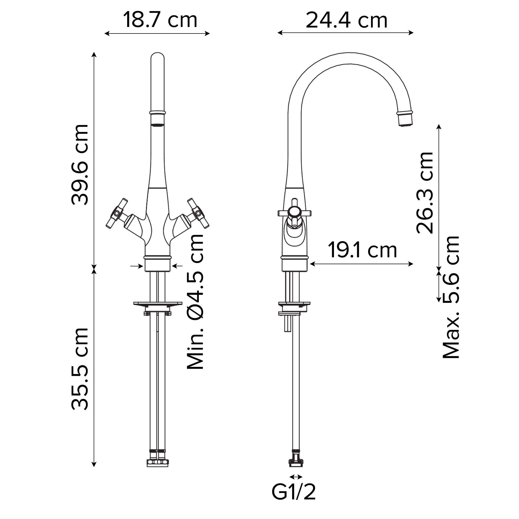 GoodHome Filbert Stainless steel effect Kitchen Twin lever Tap