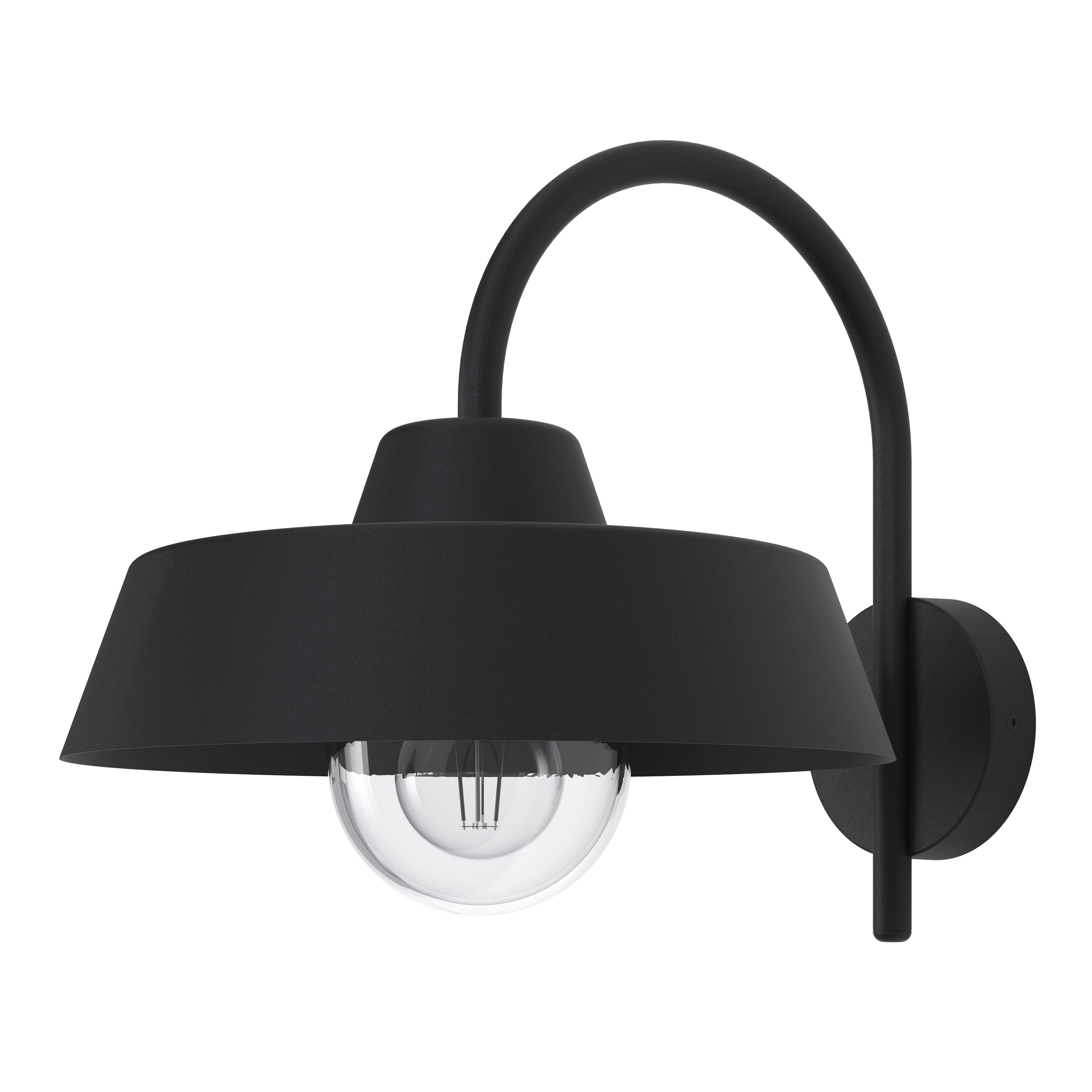 GoodHome Fixed Gloss Black Mains-powered Outdoor Wall light (Dia)30cm