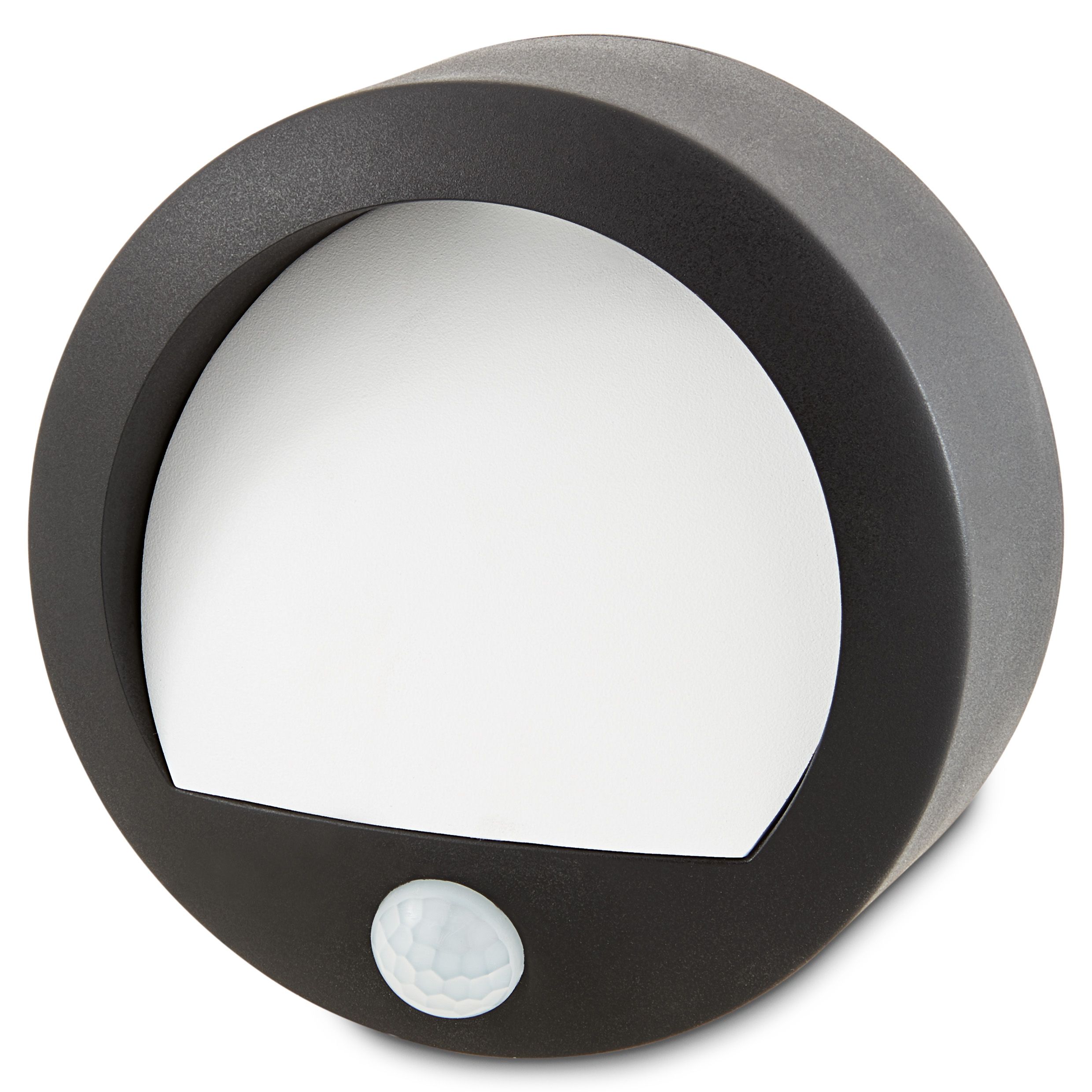 GoodHome Fixed Matt Black Integrated LED PIR Motion sensor Outdoor Wall light 1W