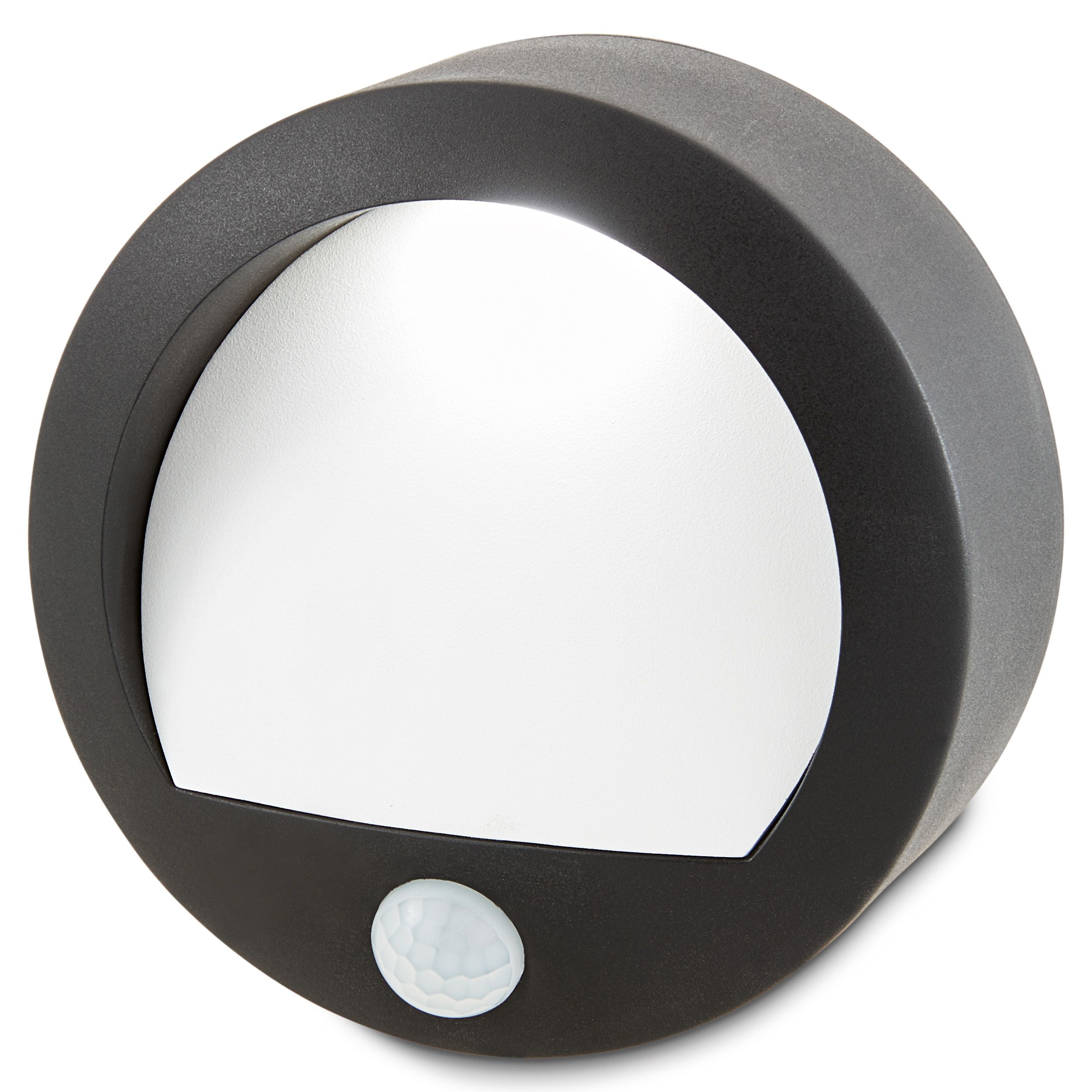 GoodHome Fixed Matt Black Integrated LED PIR Motion sensor Outdoor Wall light 1W