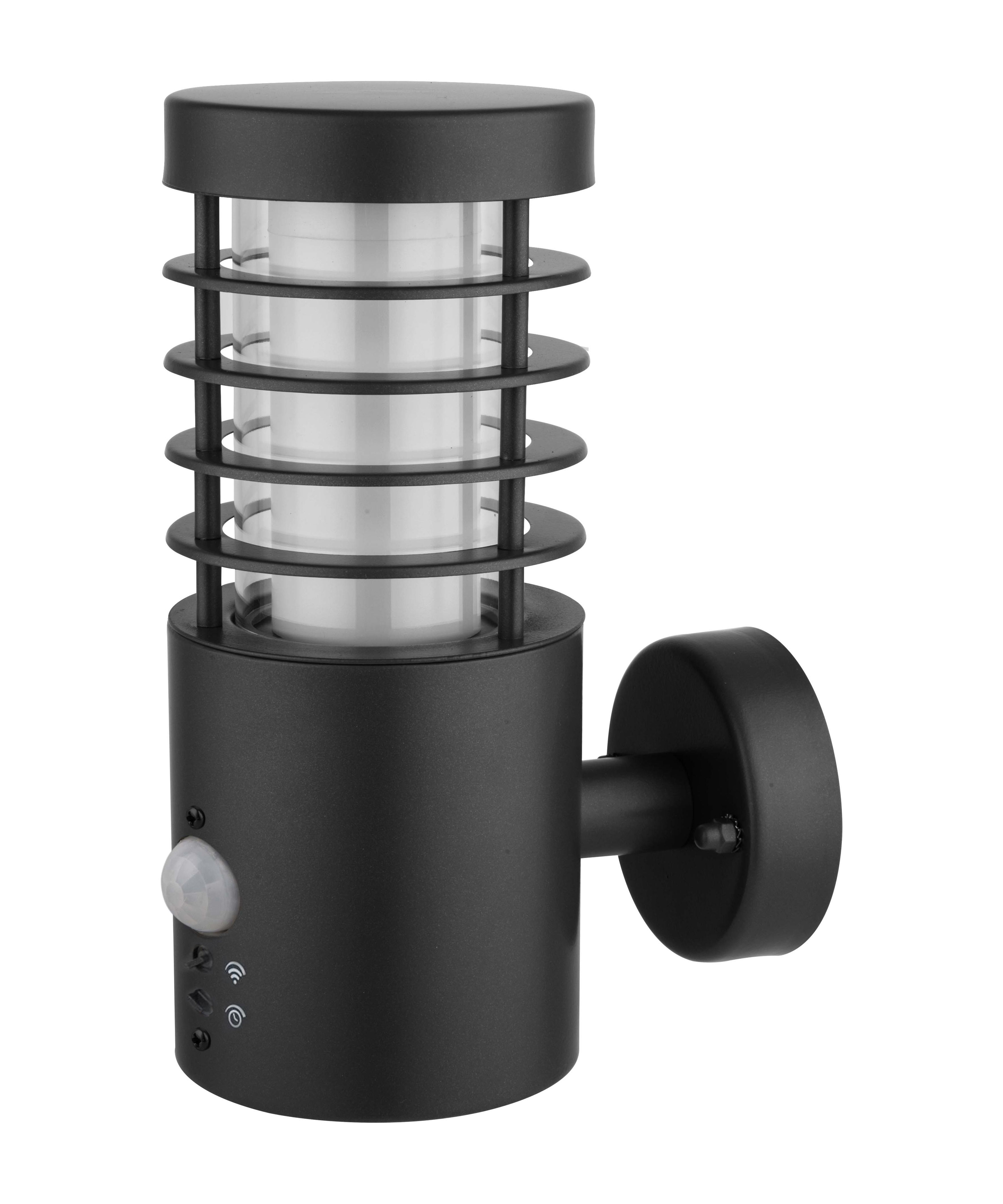 GoodHome Fixed Matt Black Integrated LED PIR Motion sensor Outdoor Wall light 5.8W