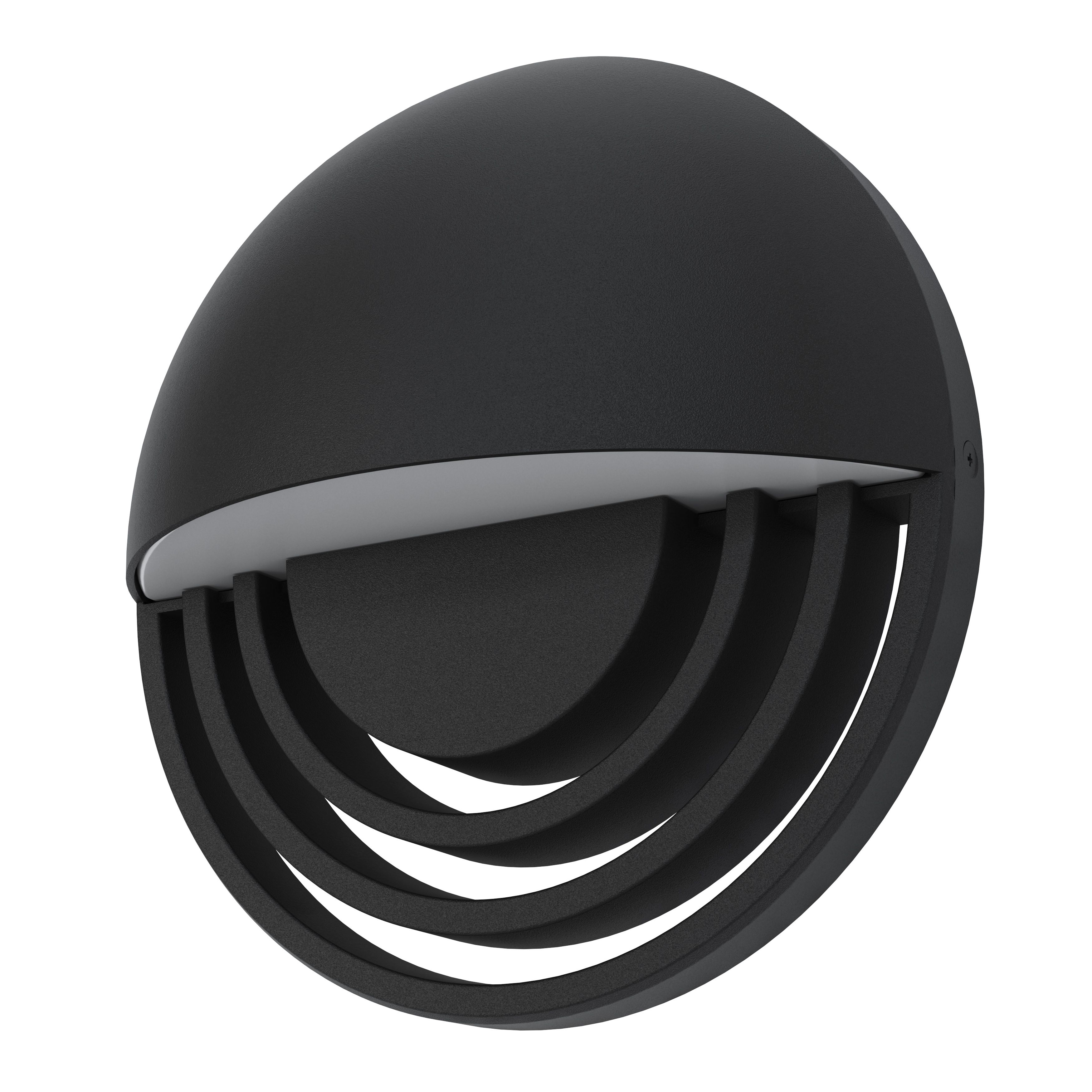 GoodHome Fixed Matt Black Mains-powered Integrated LED Outdoor Wall light 400lm (Dia)24cm