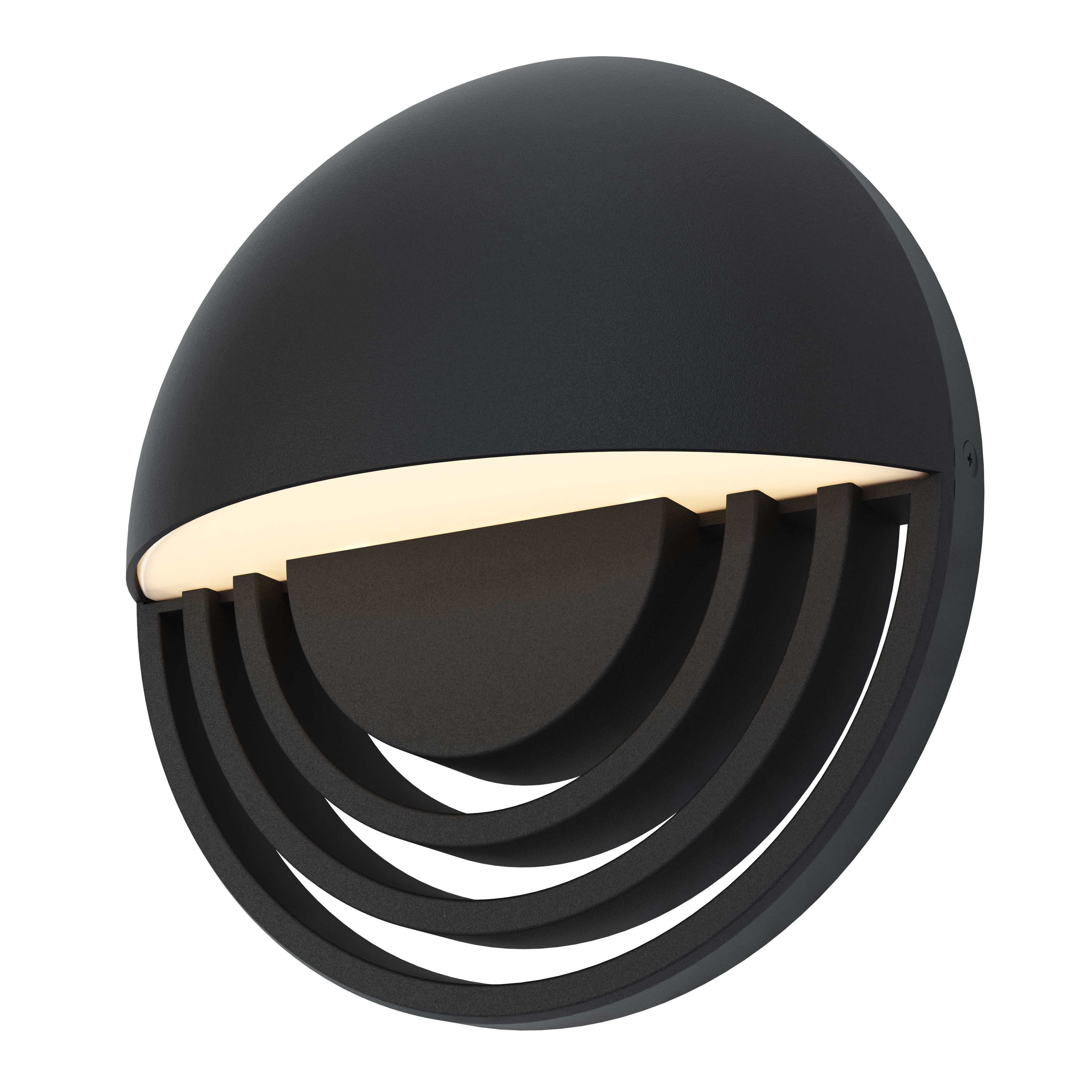 GoodHome Fixed Matt Black Mains-powered Integrated LED Outdoor Wall light 400lm (Dia)24cm