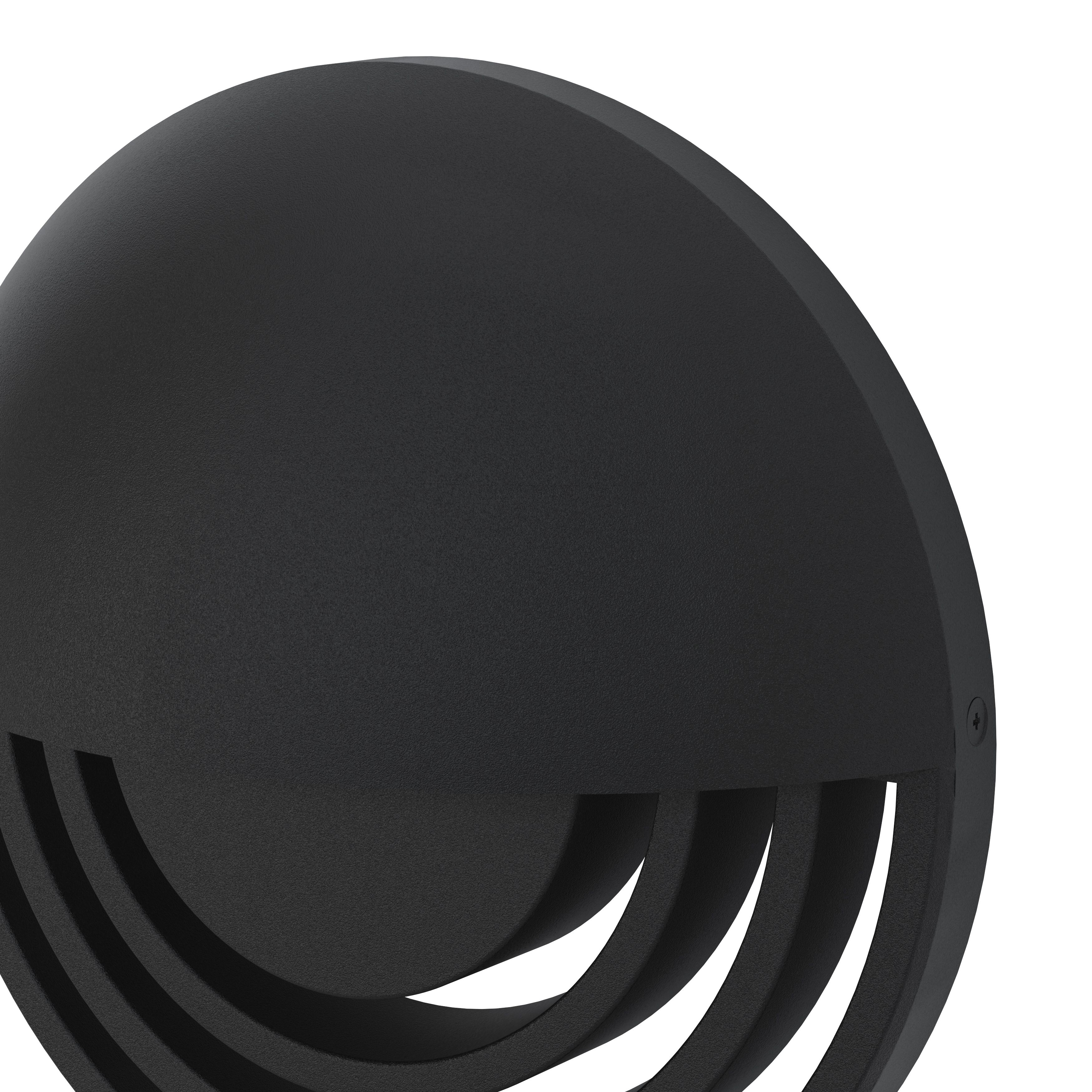 GoodHome Fixed Matt Black Mains-powered Integrated LED Outdoor Wall light 400lm (Dia)24cm