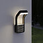 GoodHome Fixed Matt Black Mains-powered Integrated LED Outdoor Wall light 650lm