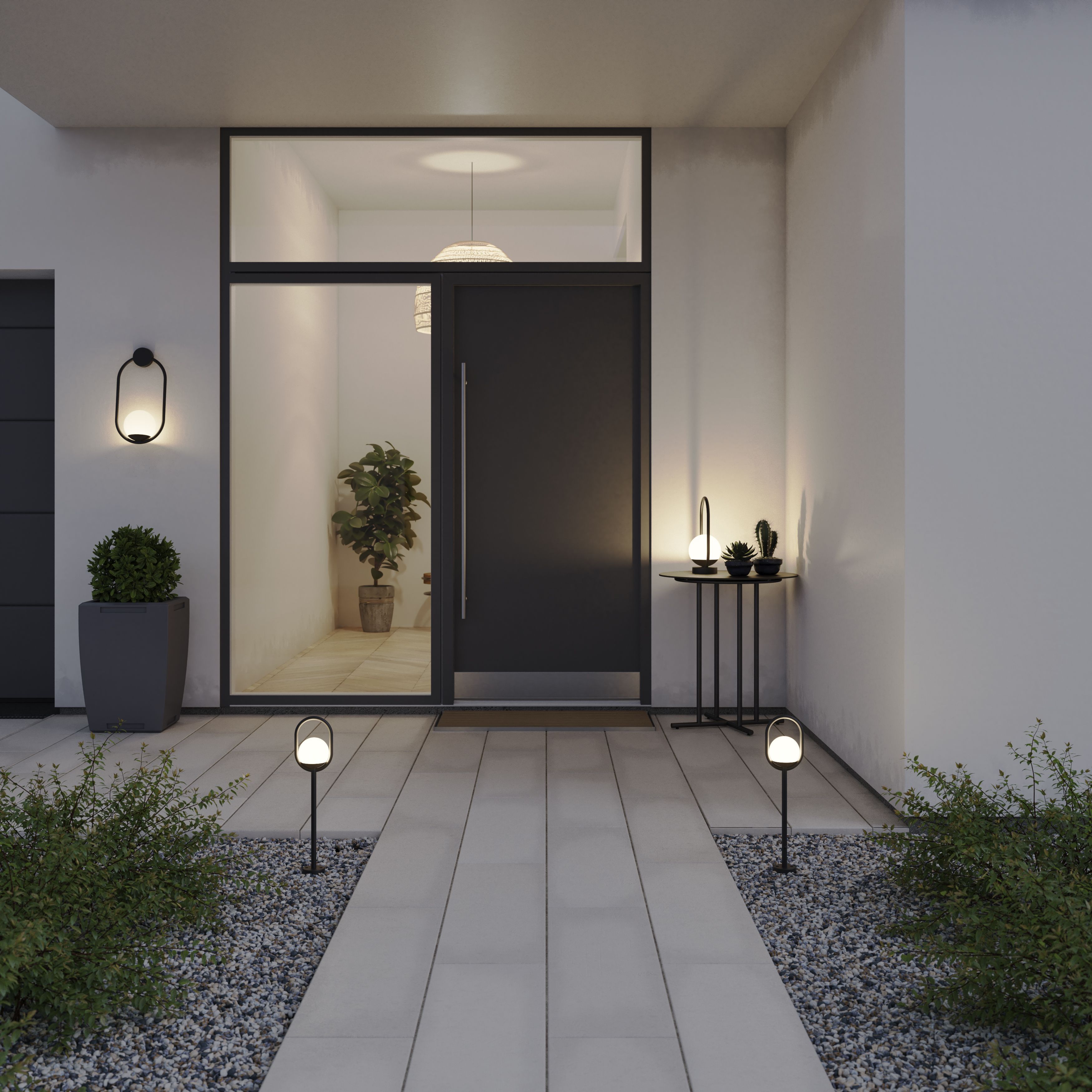 GoodHome Fixed Matt Black Mains-powered Outdoor Wall light (Dia)16cm