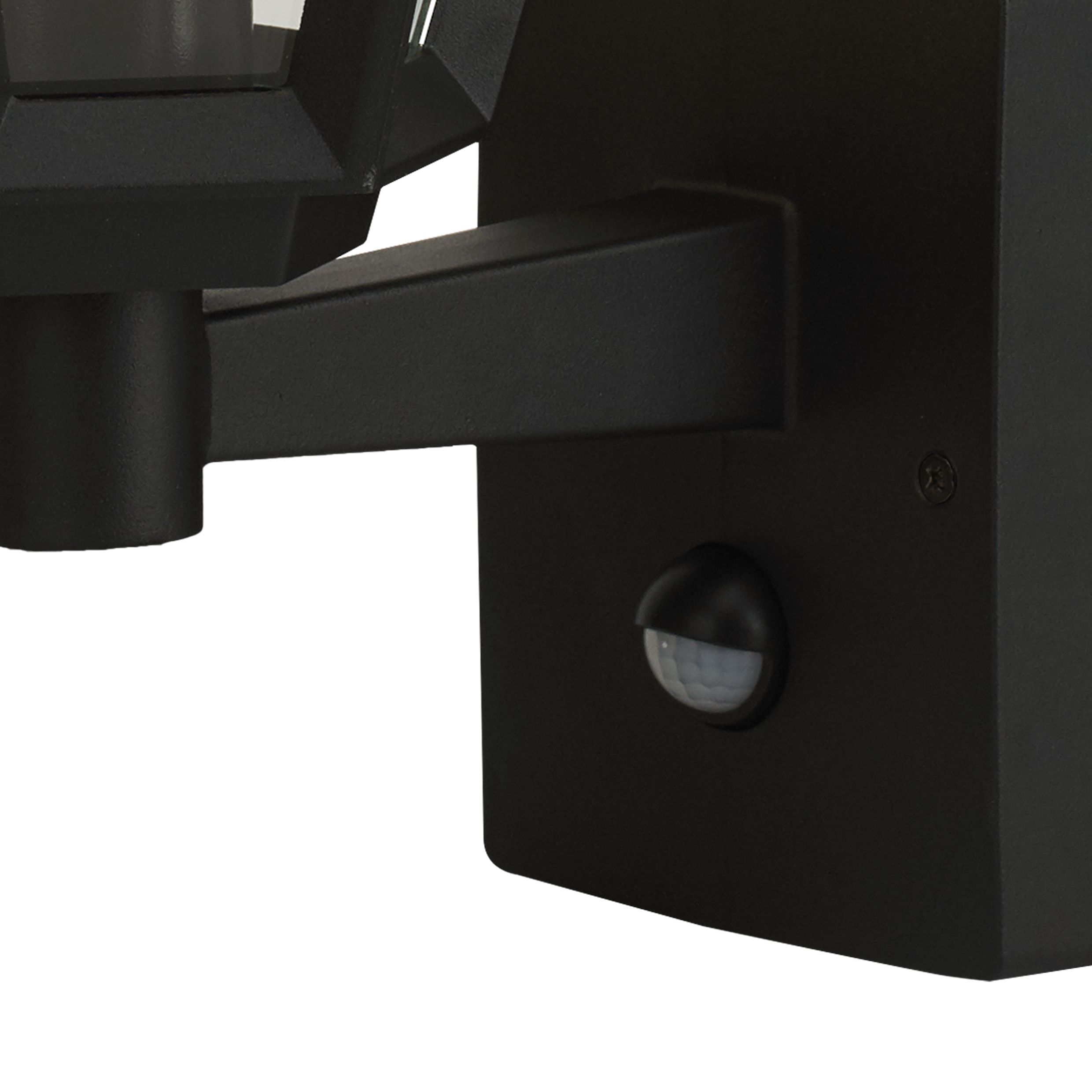 GoodHome Fixed Matt Black PIR Motion sensor Outdoor Wall light 25W