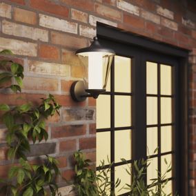 GoodHome Fixed Matt Dark grey Mains-powered Integrated LED Outdoor Lantern Wall light 1000lm (Dia)20.5cm