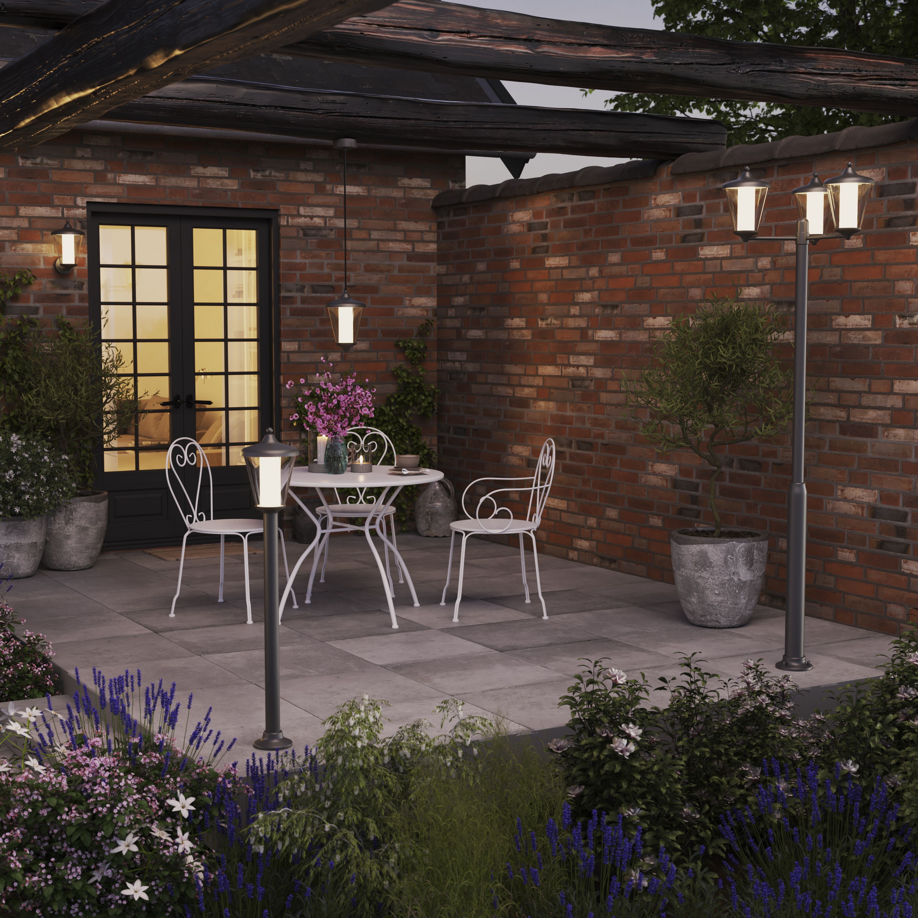 GoodHome Fixed Matt Dark grey Mains-powered Integrated LED Outdoor Lantern Wall light 1000lm (Dia)20.5cm