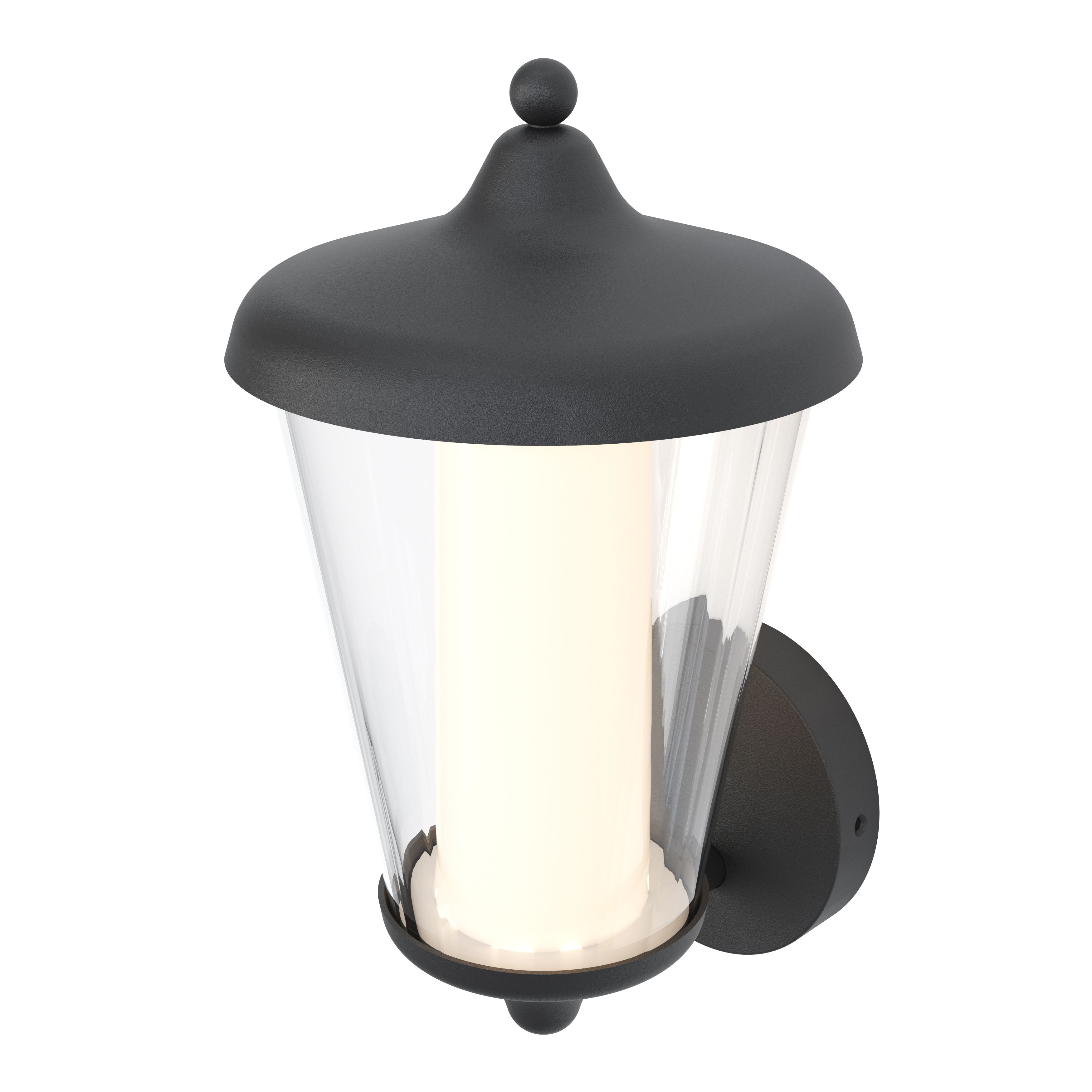 GoodHome Fixed Matt Dark grey Mains-powered Integrated LED Outdoor Lantern Wall light 1000lm (Dia)20.5cm