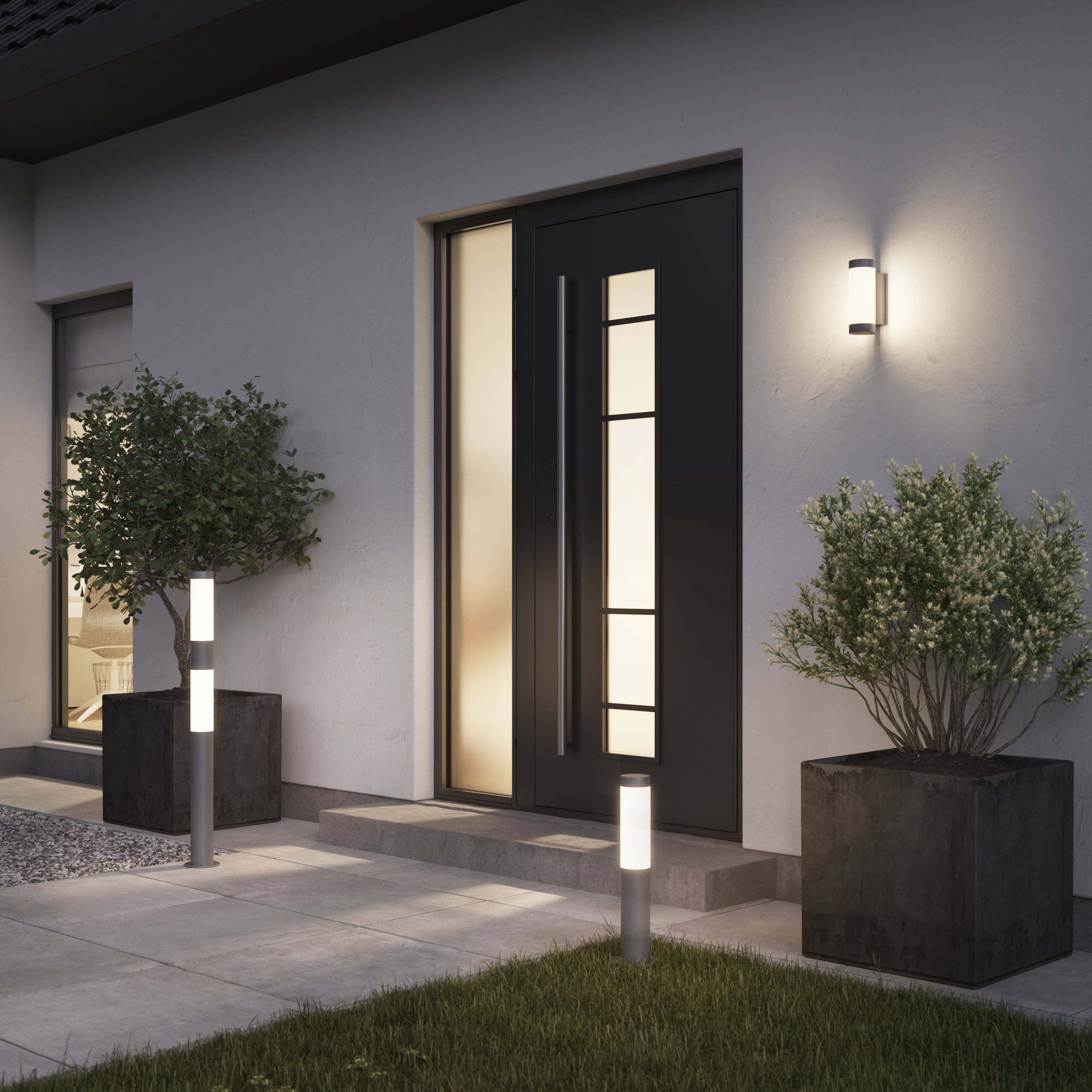 GoodHome Fixed Matt Dark grey Mains-powered Integrated LED Outdoor Wall light 900lm (Dia)7.6cm