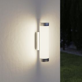 GoodHome Fixed Stainless steel Mains-powered Integrated LED Outdoor Wall light 1400lm (Dia)7.6cm