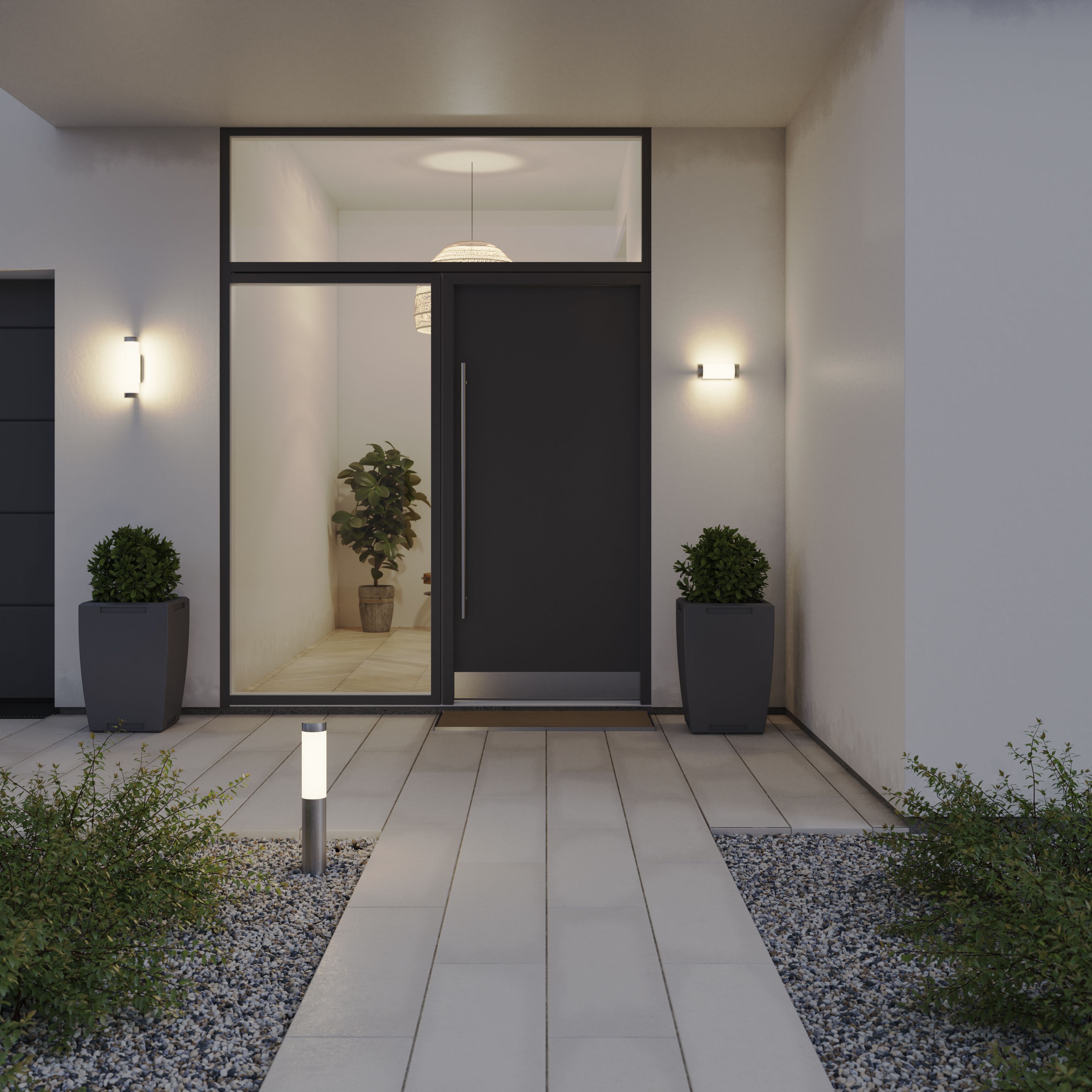 GoodHome Fixed Stainless steel Mains-powered Integrated LED Outdoor Wall light 1400lm (Dia)7.6cm