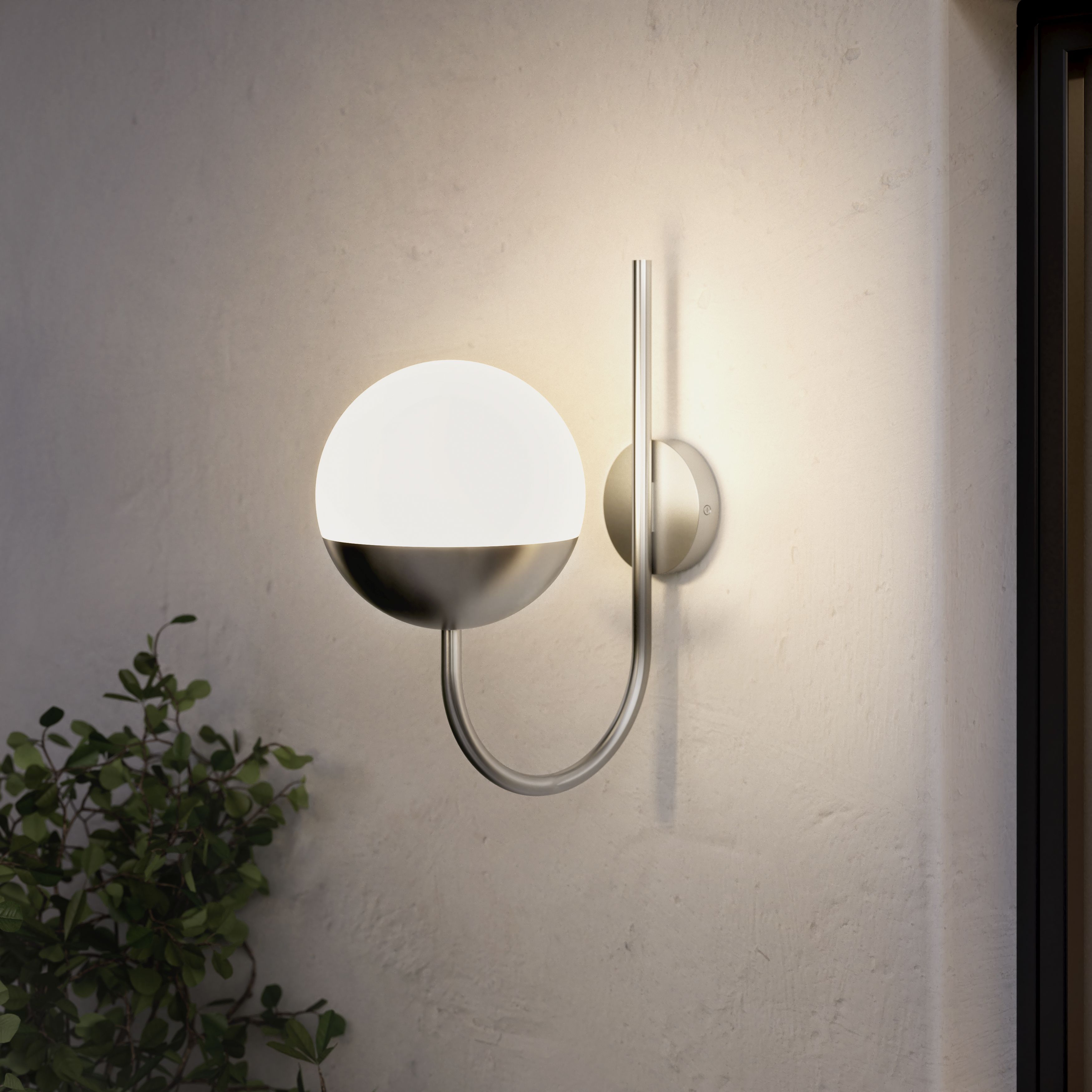 GoodHome Fixed Stainless steel Mains-powered Outdoor Wall light (Dia)20.5cm