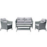 GoodHome Floral Grey 4 seater Coffee set