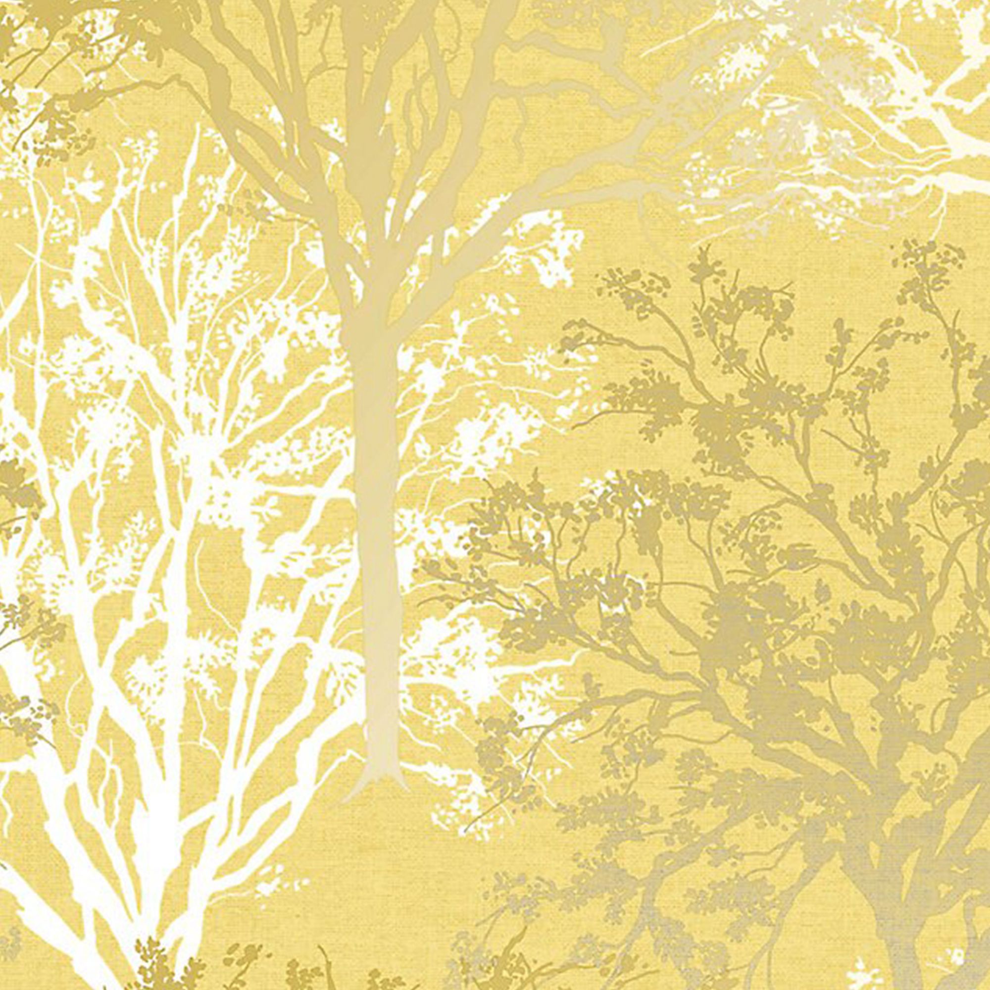 GoodHome Foxhill Yellow Metallic effect Trees Smooth Wallpaper