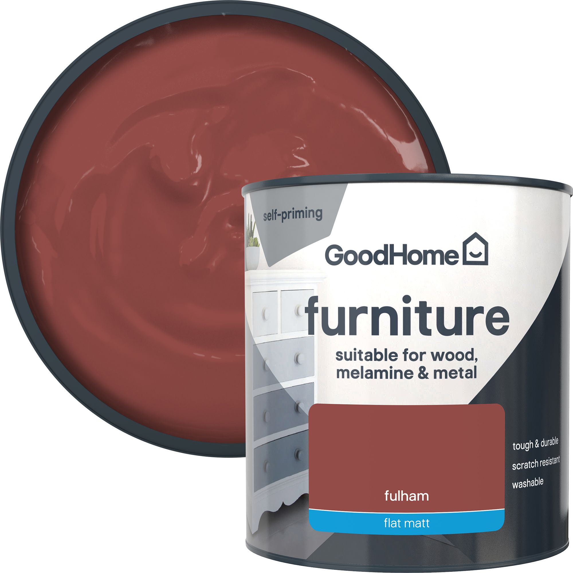 GoodHome Fulham Flat matt Furniture paint, 500ml