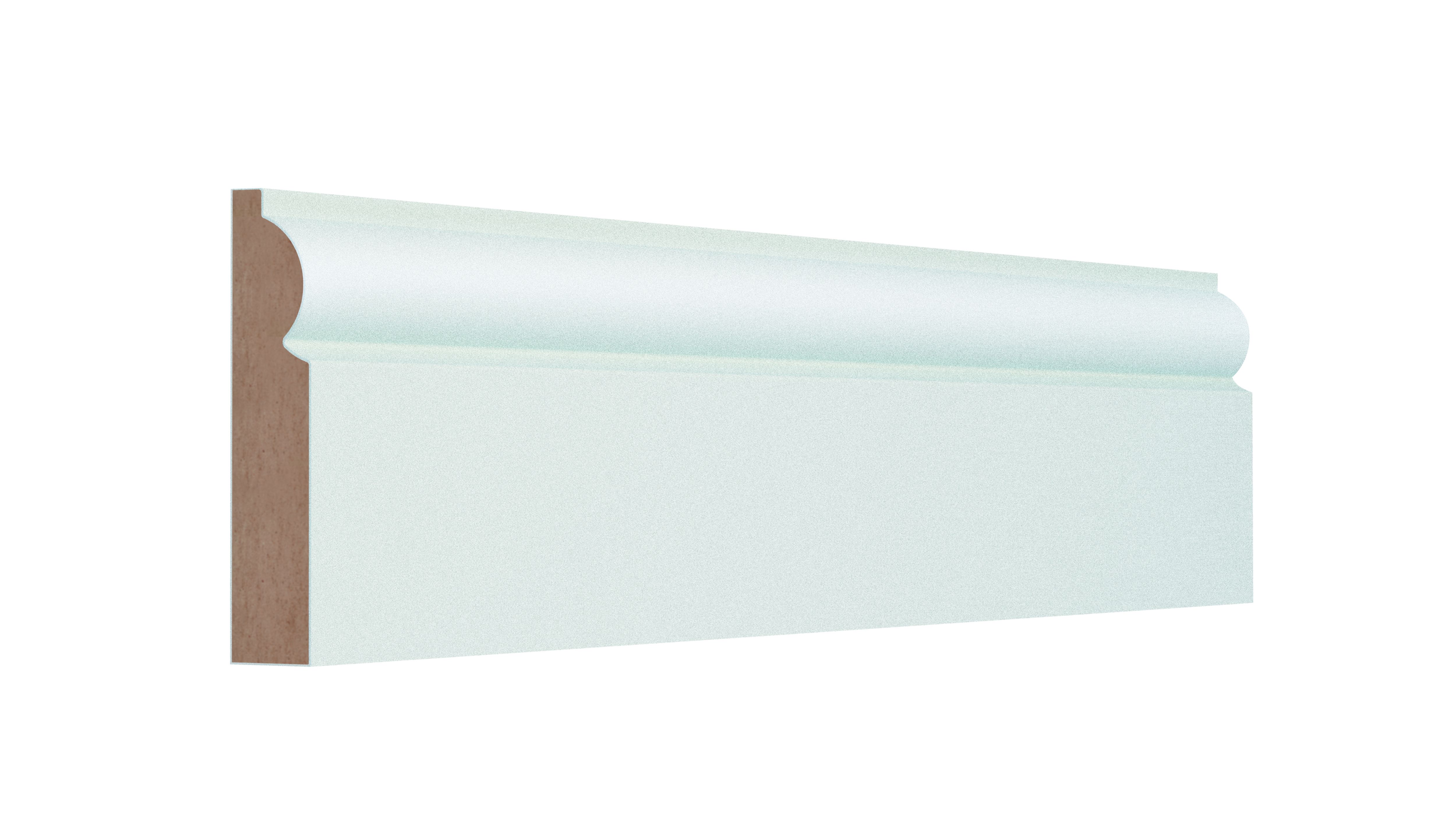 GoodHome Fully finished White MDF Torus Skirting board (L)2.4m (W)119mm (T)18mm