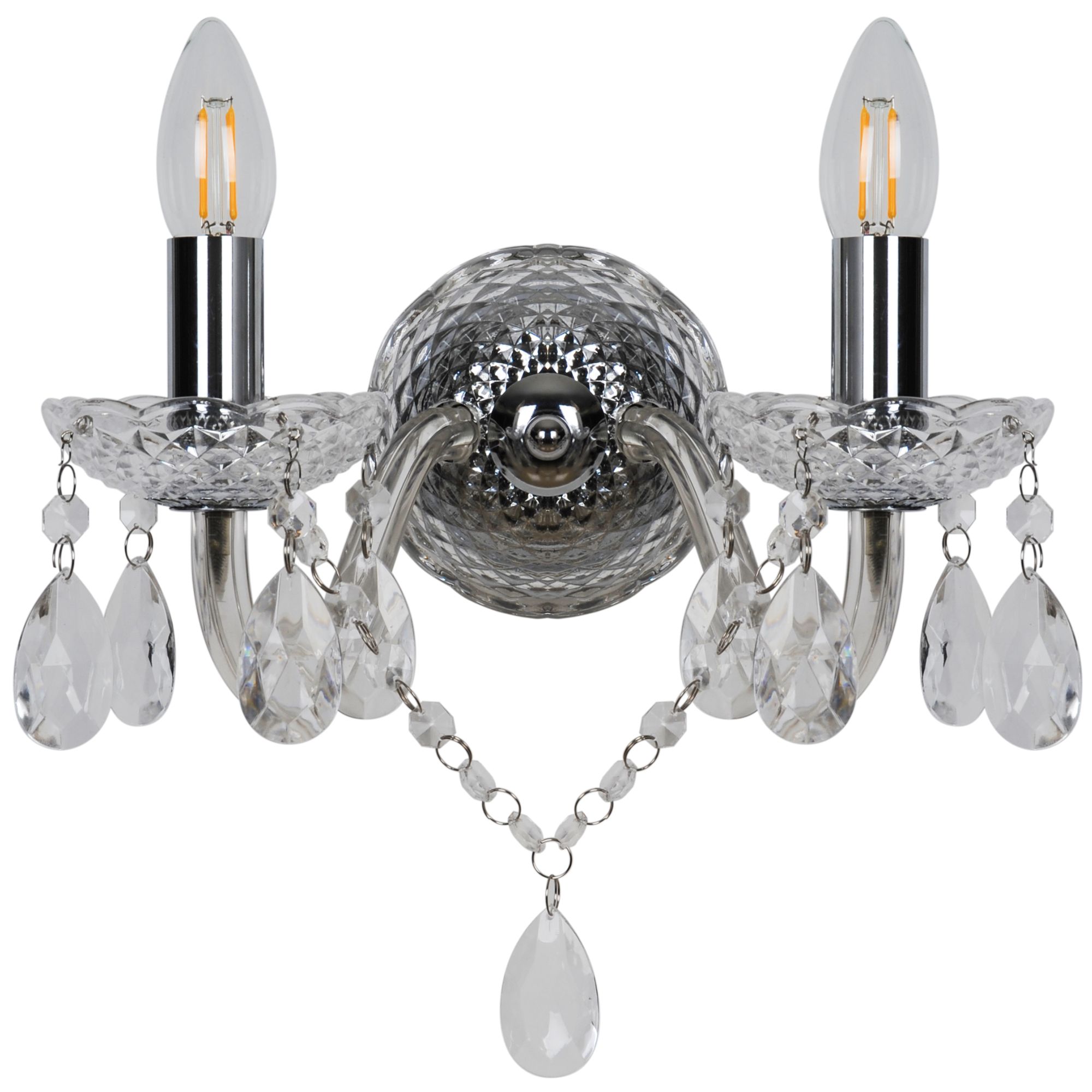 GoodHome Gacruz Clear Grey Chrome effect Double Wall light