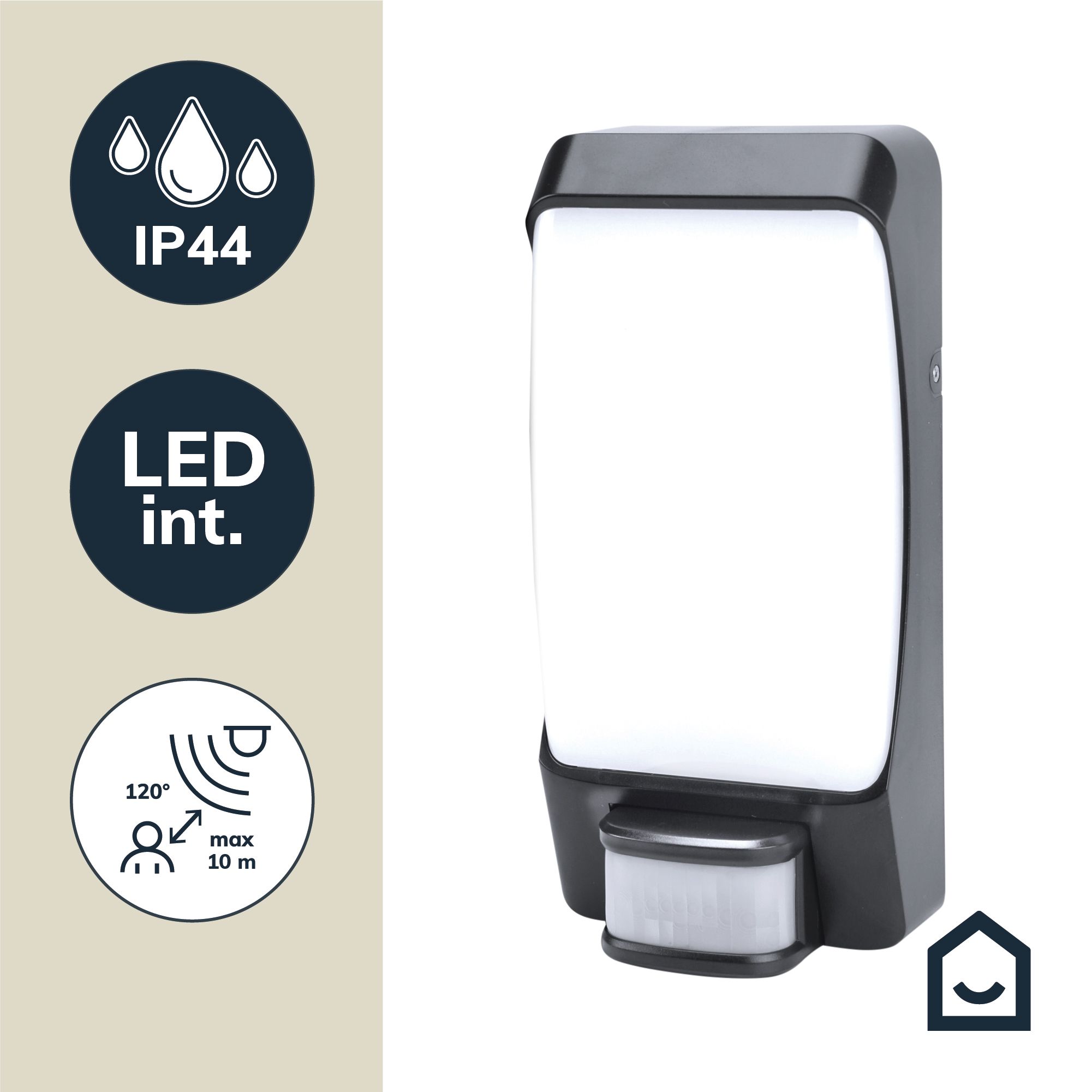 GoodHome Galeano Black Wired LED Bulkhead light