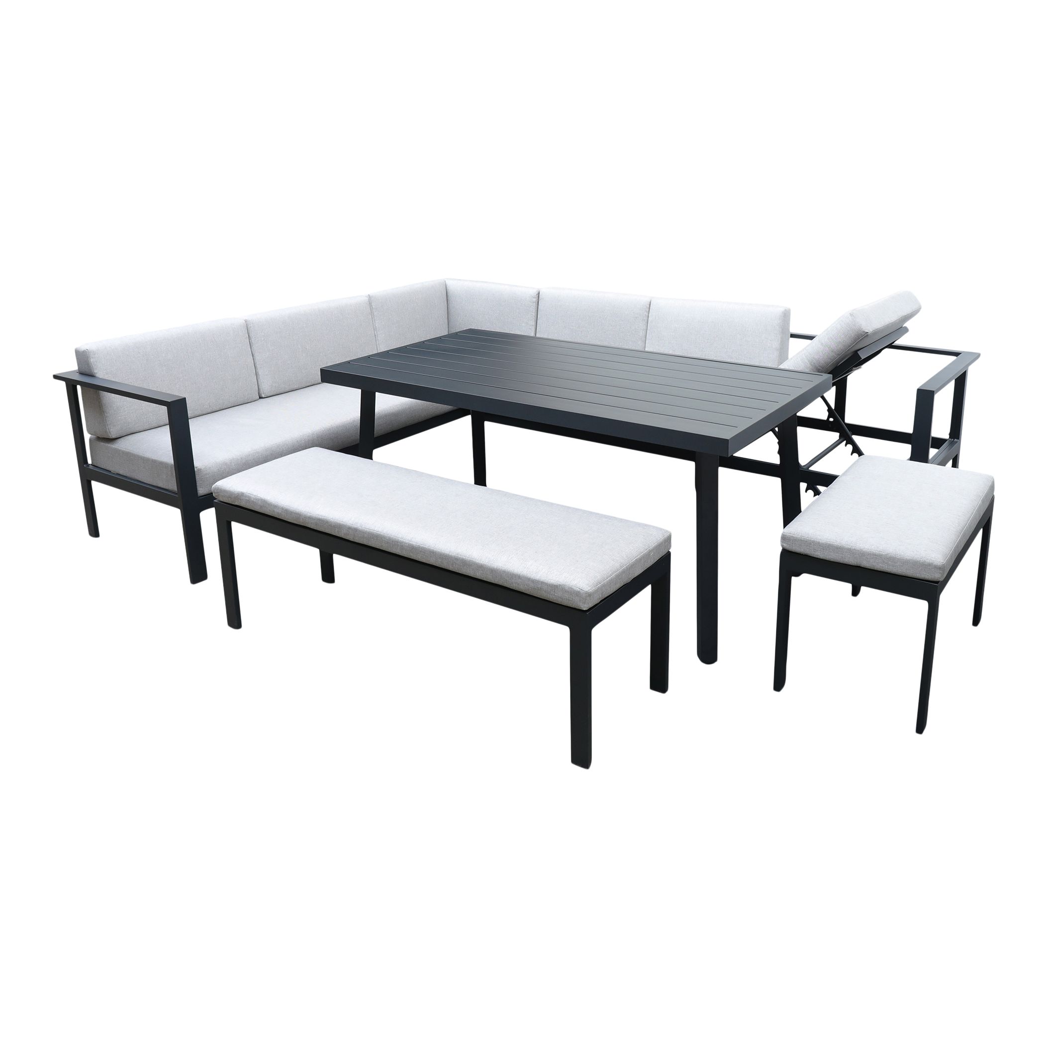 GoodHome Galini Black 10 Seater Modular corner Garden furniture set