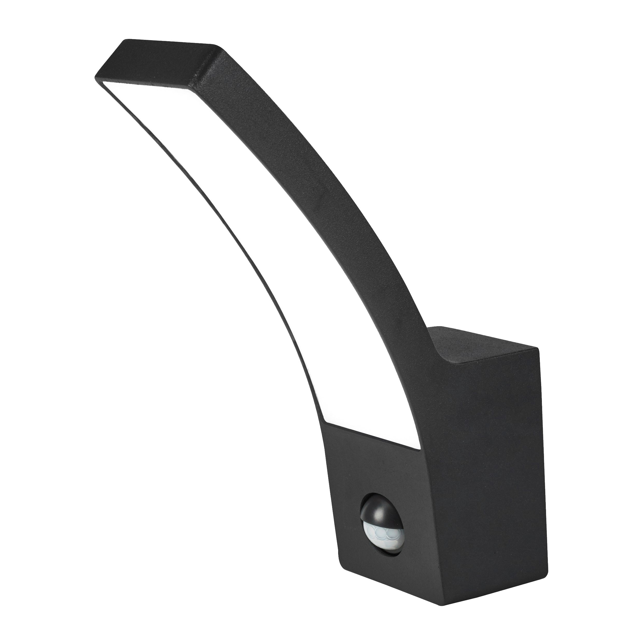 GoodHome Gambell Fixed Matt Dark grey Integrated LED PIR With motion sensor Outdoor Wall light 10W
