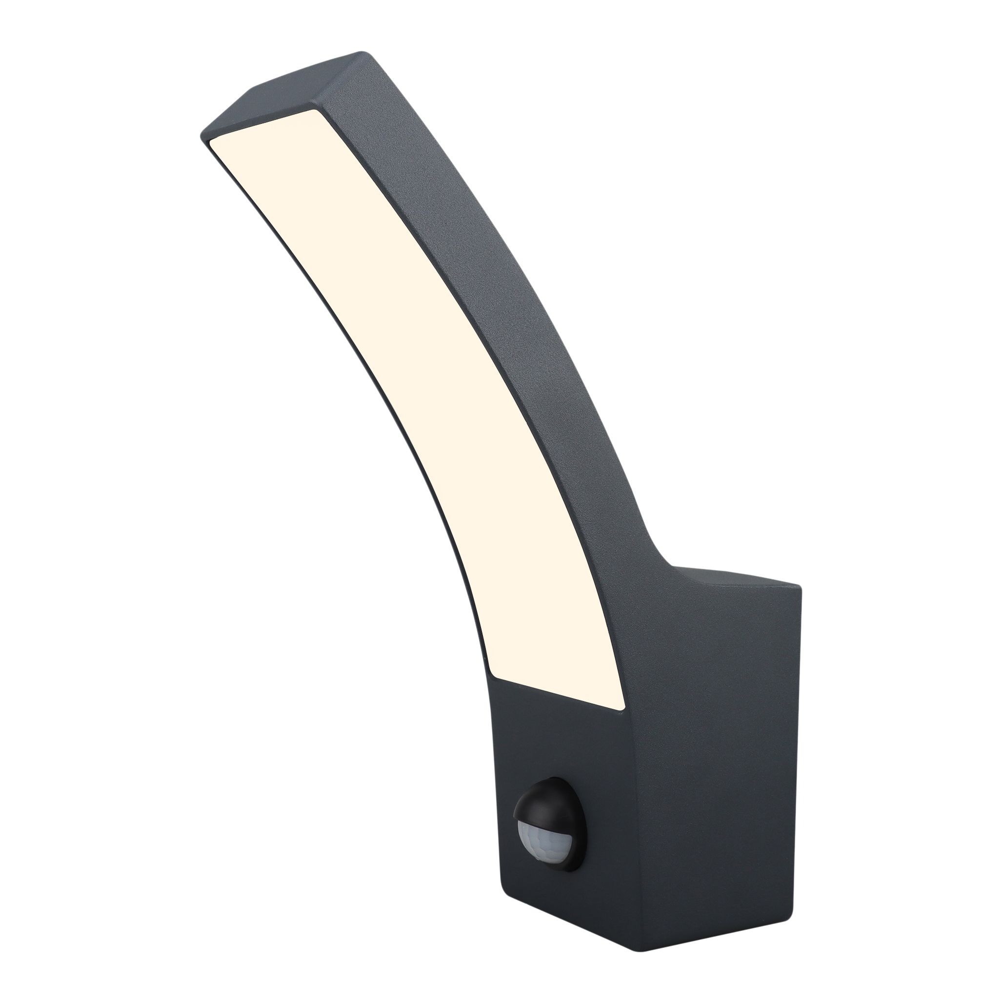 GoodHome Gambell Fixed Matt Dark grey Integrated LED PIR With motion sensor Outdoor Wall light 10W
