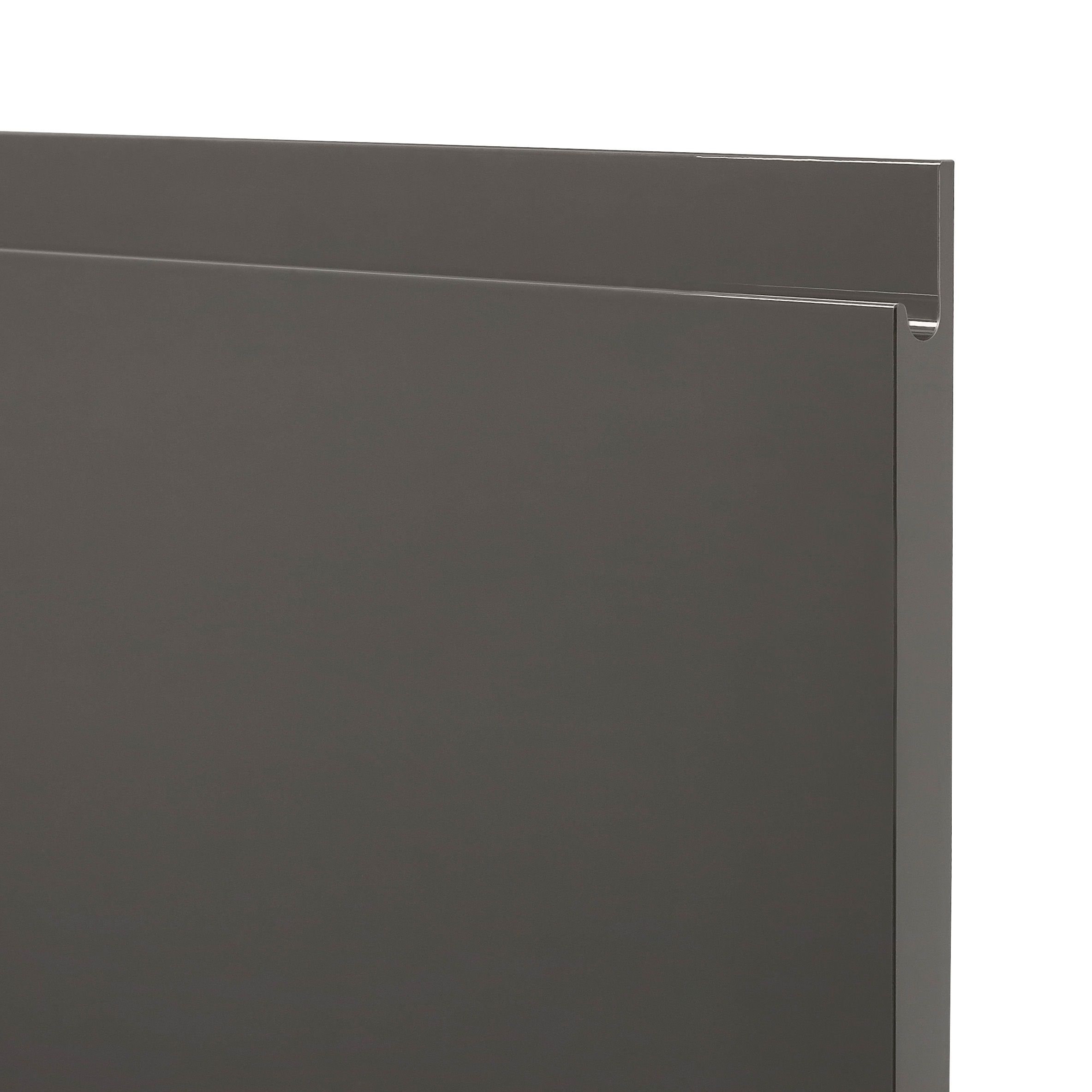 GoodHome Garcinia Gloss anthracite integrated handle 70:30 Larder Cabinet door (W)600mm (H)1287mm (T)19mm