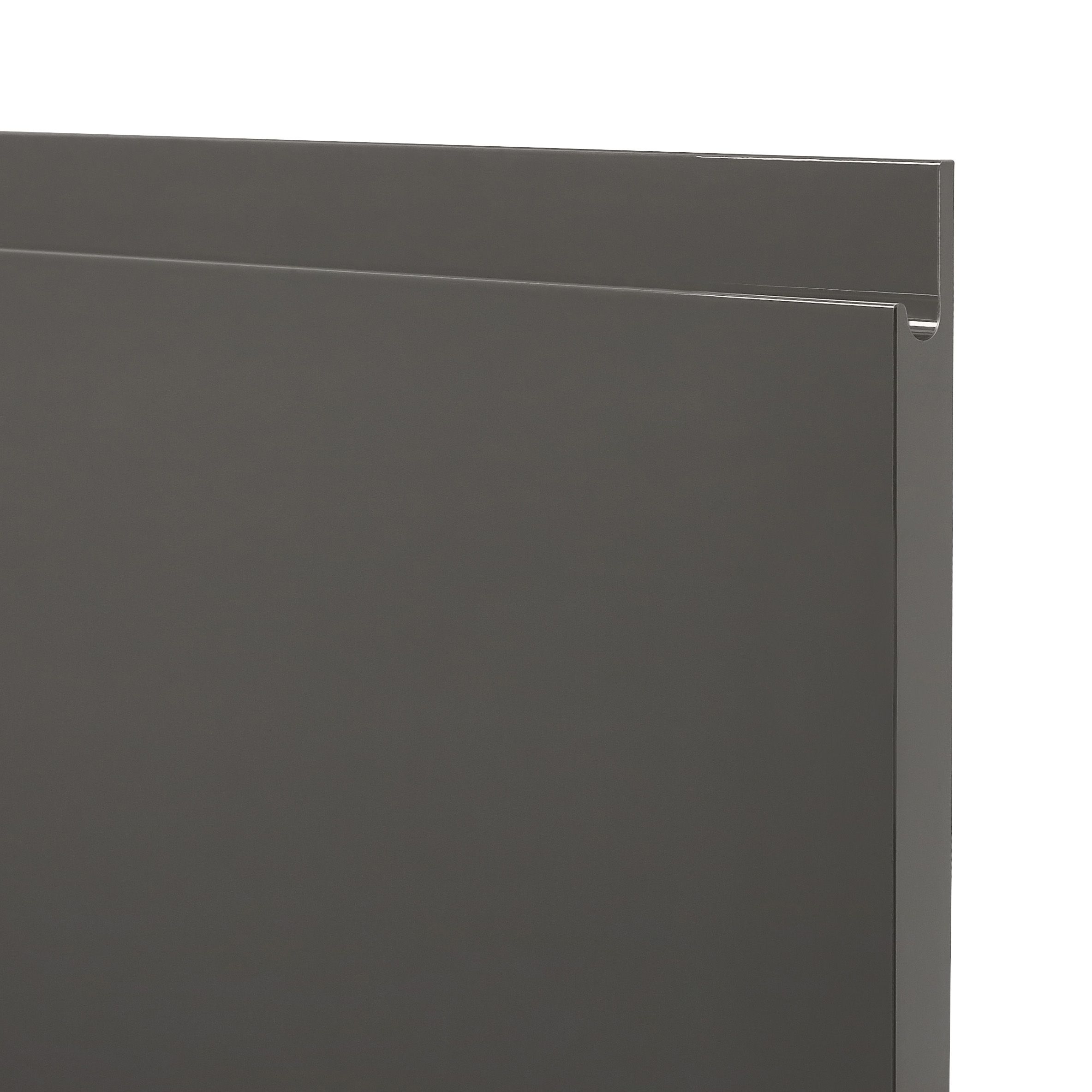 GoodHome Garcinia Gloss anthracite integrated handle Drawer front (W)600mm, Pack of 3