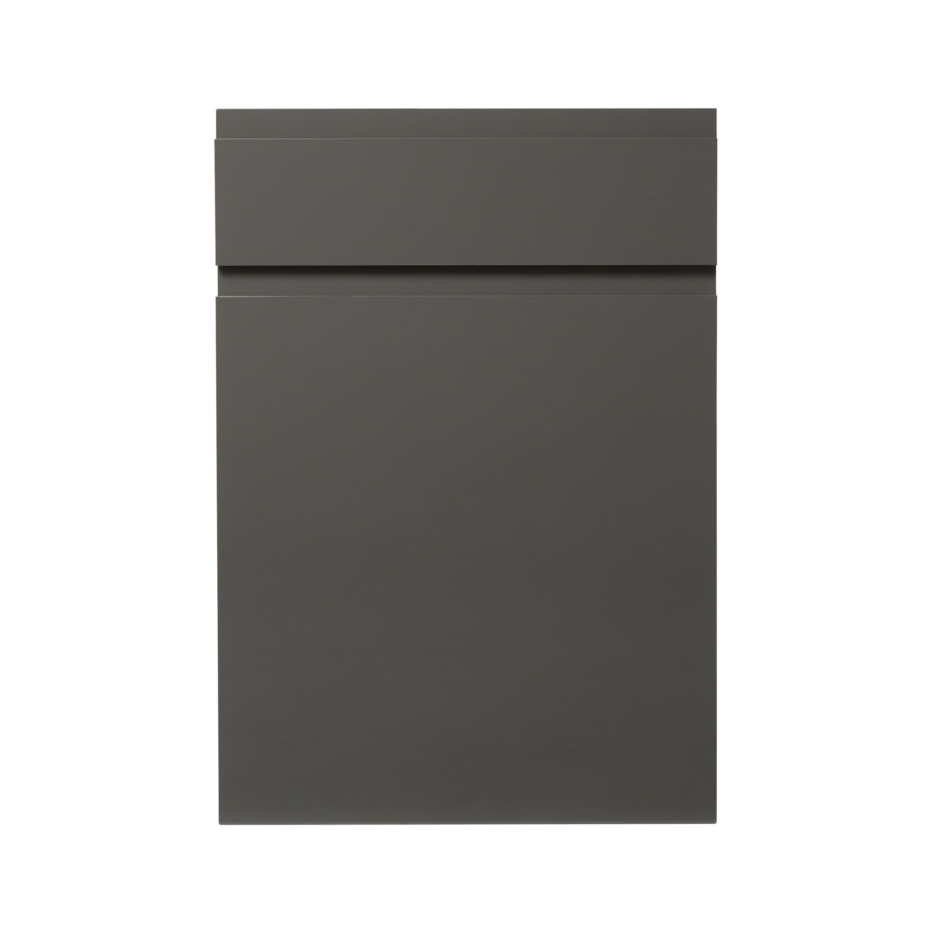 GoodHome Garcinia Gloss anthracite integrated handle Drawerline Cabinet door, (W)500mm (H)715mm (T)19mm