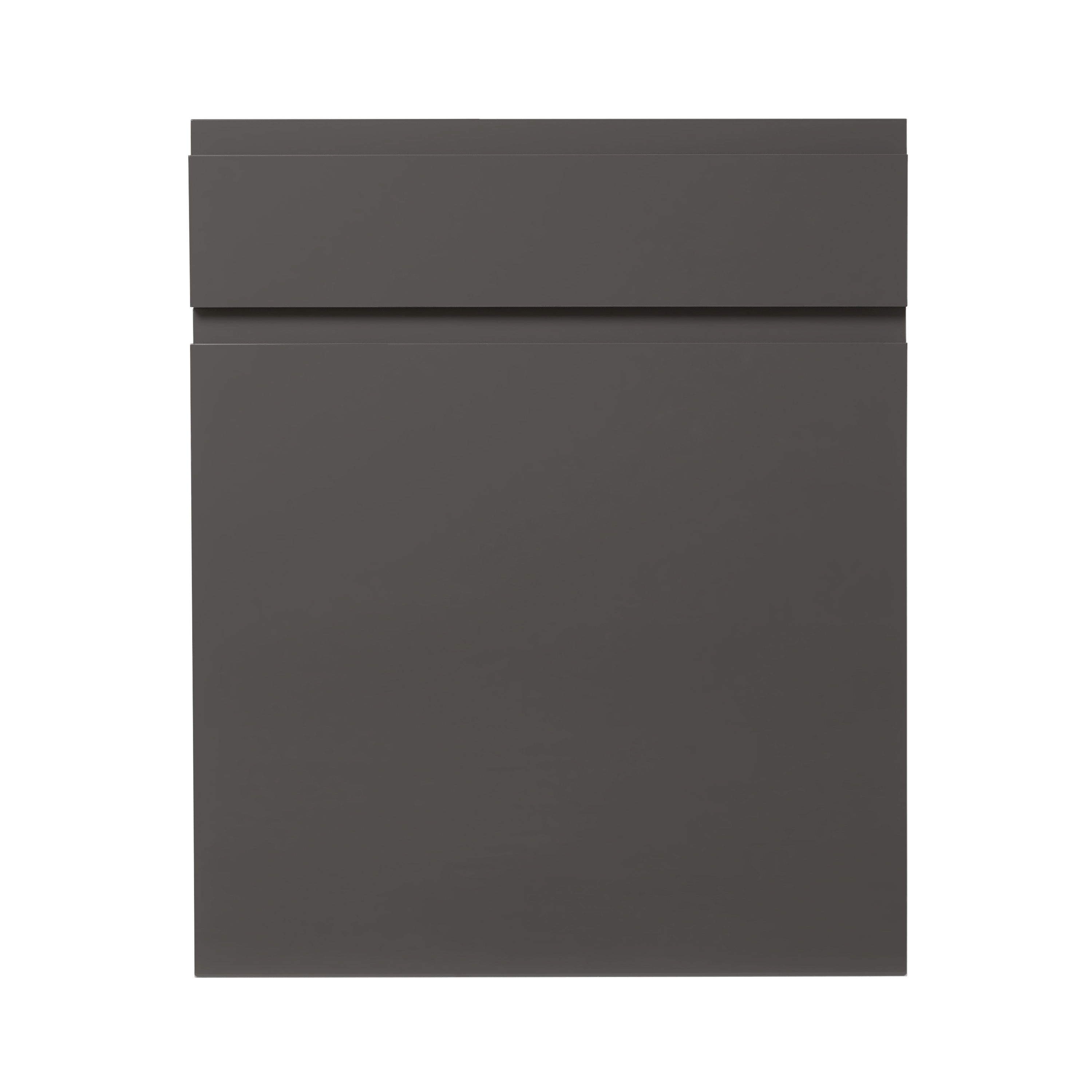 GoodHome Garcinia Gloss anthracite integrated handle Drawerline Cabinet door, (W)600mm (H)715mm (T)19mm