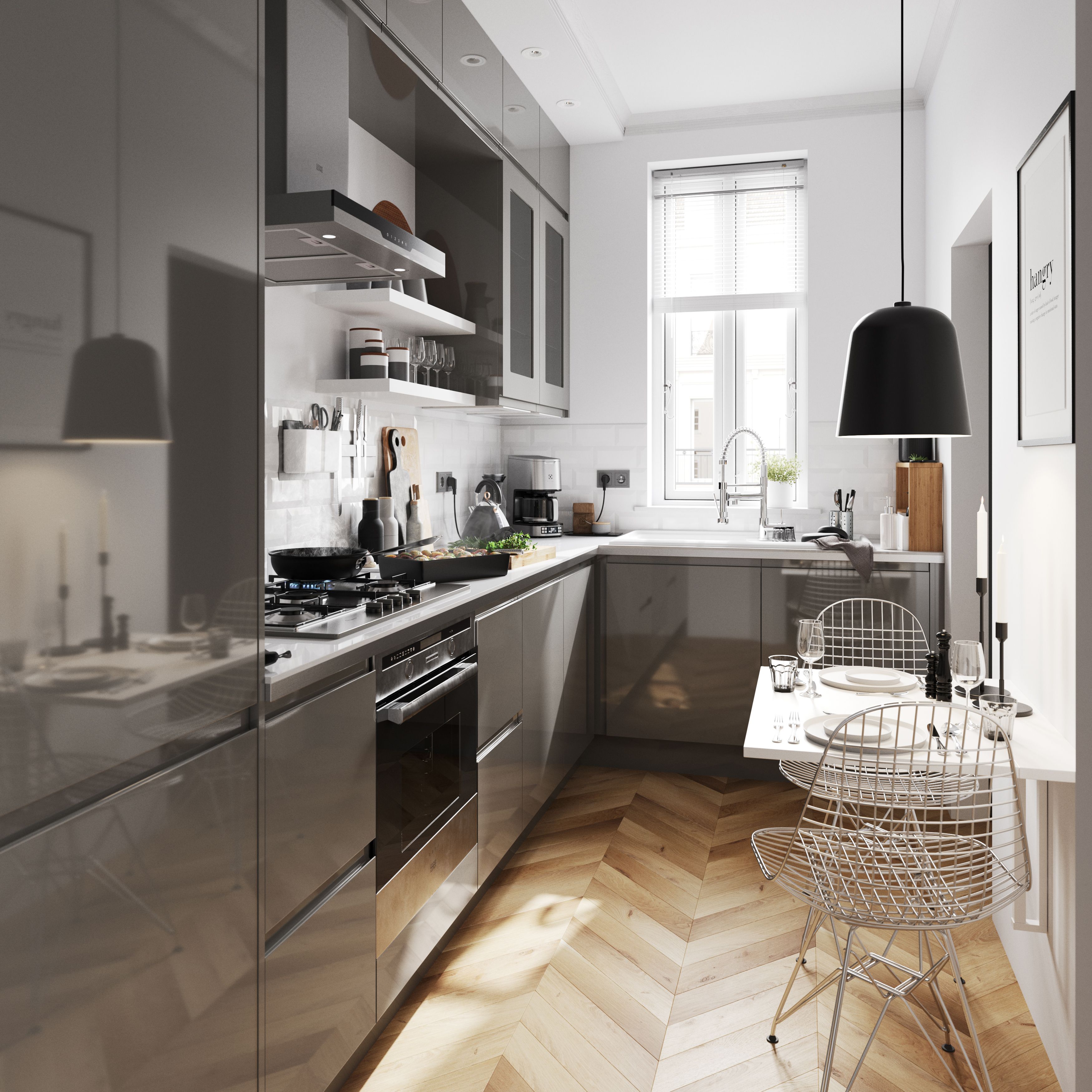 GoodHome Garcinia Gloss anthracite integrated handle Tall Wall corner post, (W)59mm (H)895mm