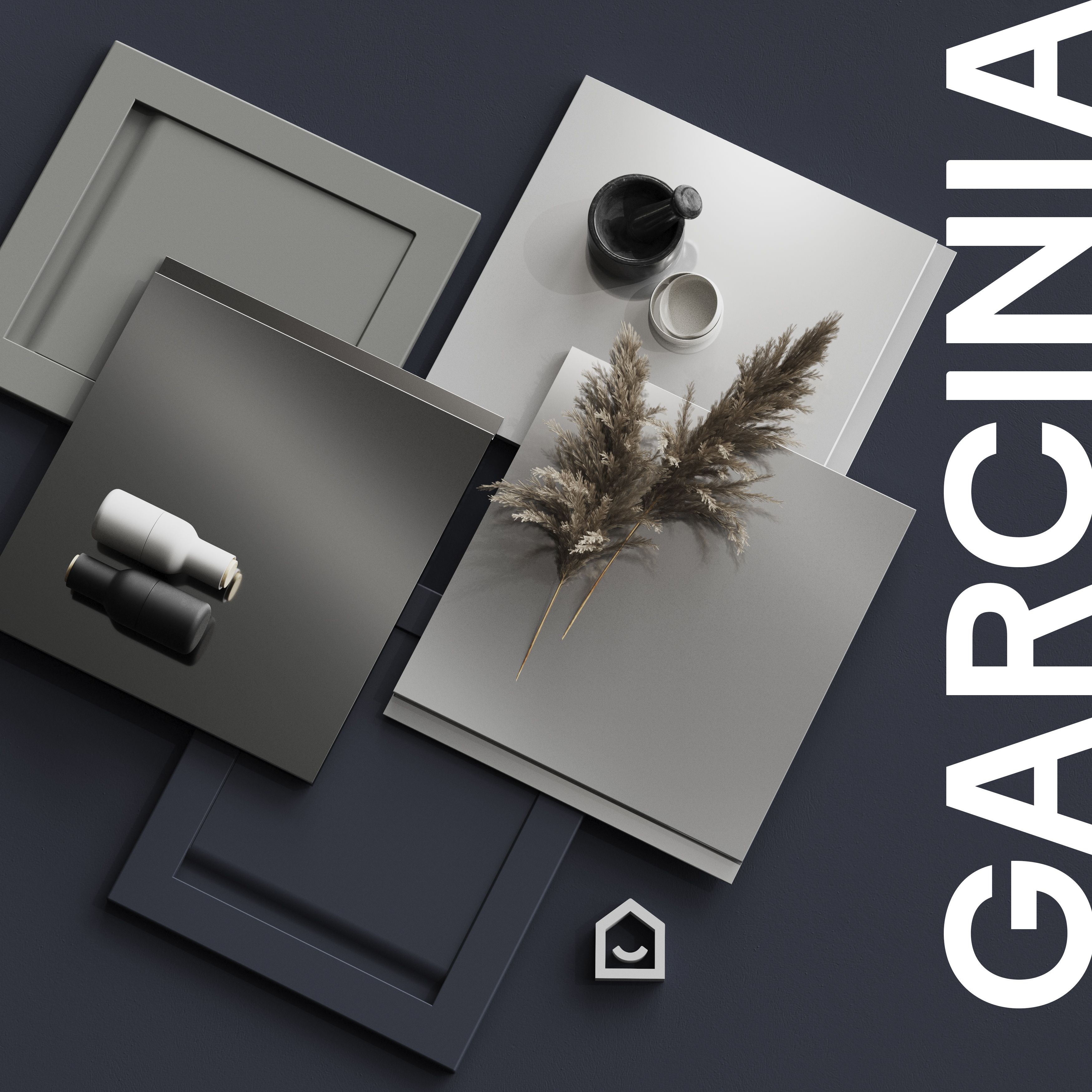 GoodHome Garcinia Gloss light grey integrated handle Appliance Cabinet door (W)600mm (H)687mm (T)19mm