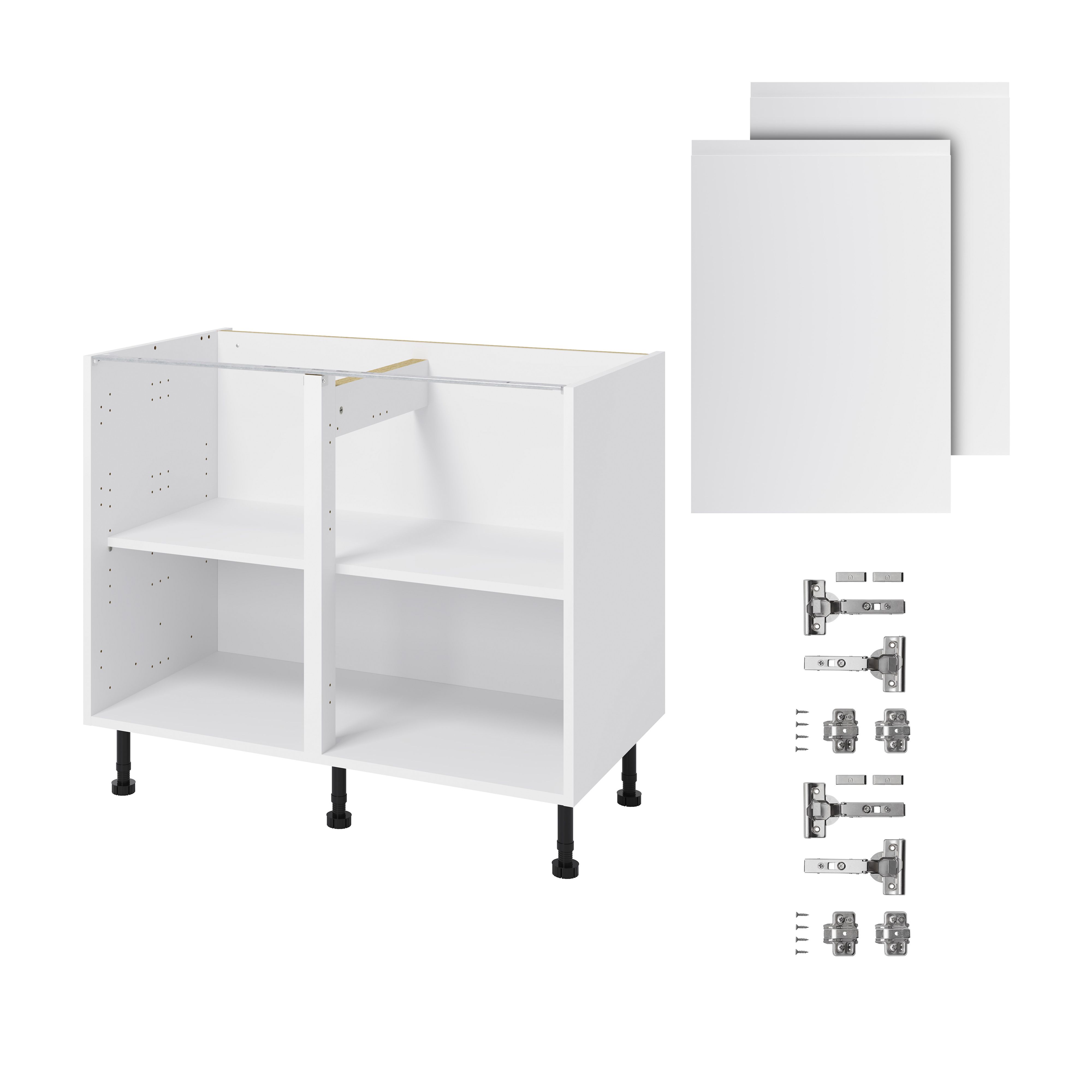 GoodHome Garcinia Gloss light grey integrated handle Base Kitchen cabinet (W)1000mm (H)720mm
