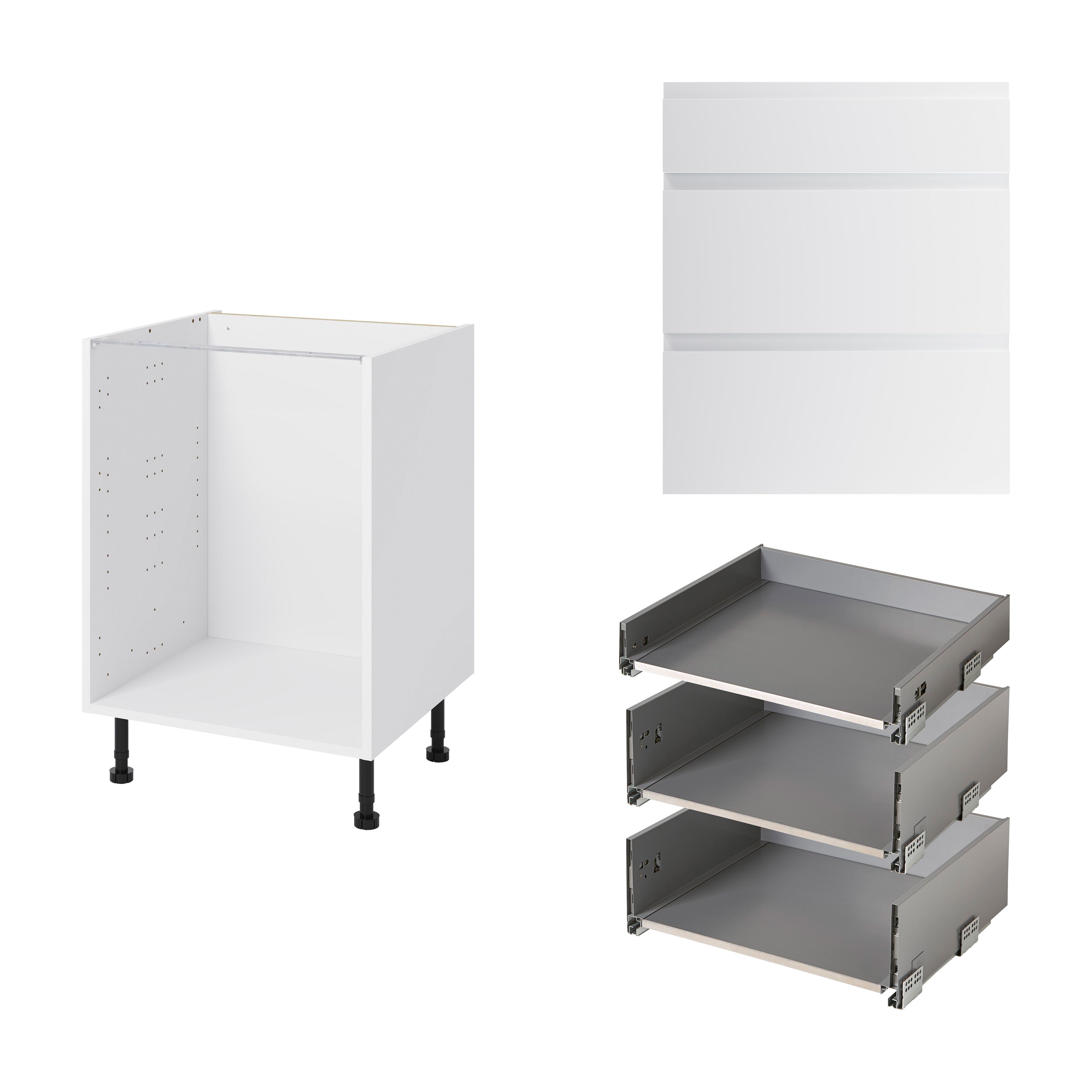 GoodHome Garcinia Gloss light grey integrated handle Base Kitchen cabinet (W)600mm (H)720mm