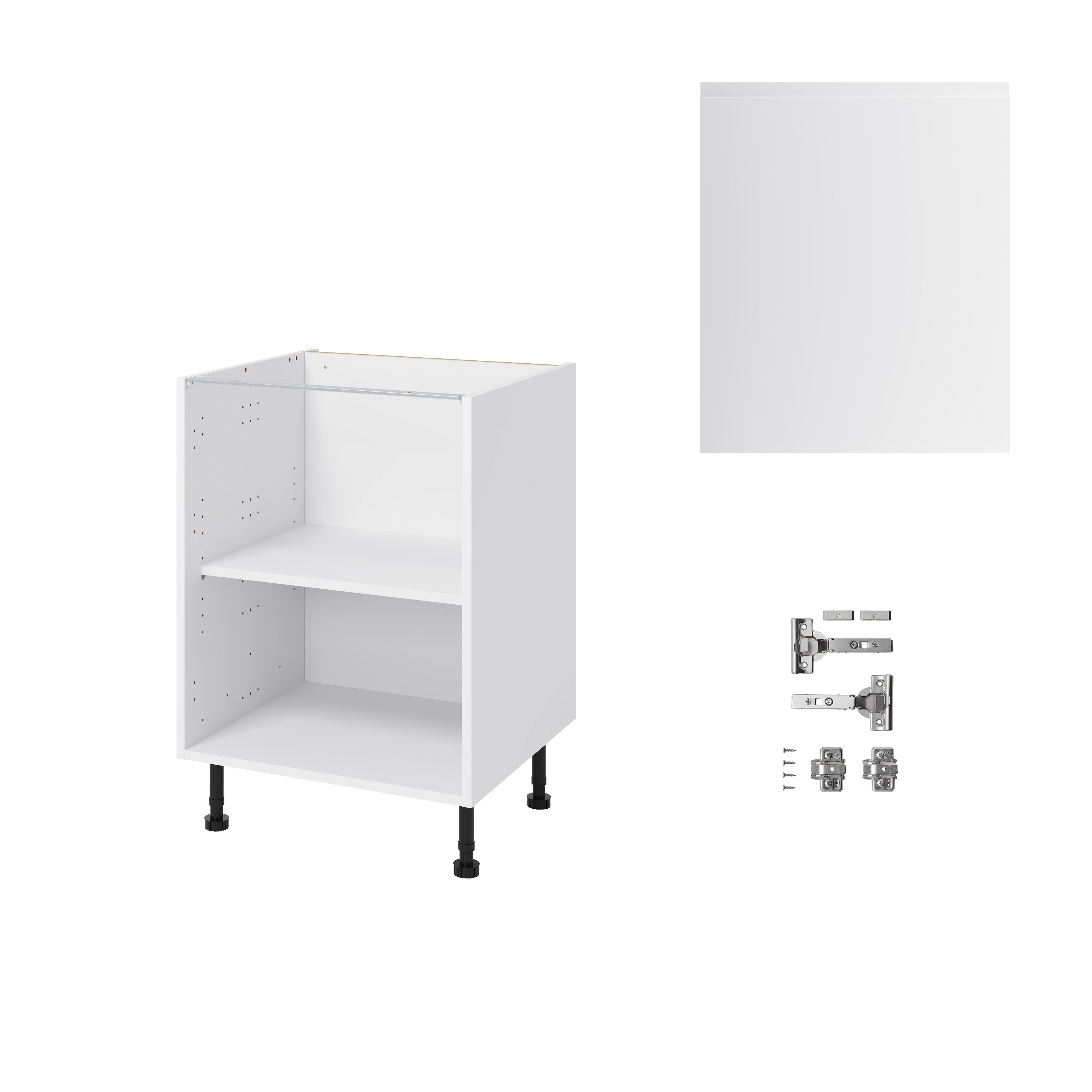 GoodHome Garcinia Gloss light grey integrated handle Base Kitchen cabinet (W)600mm (H)720mm
