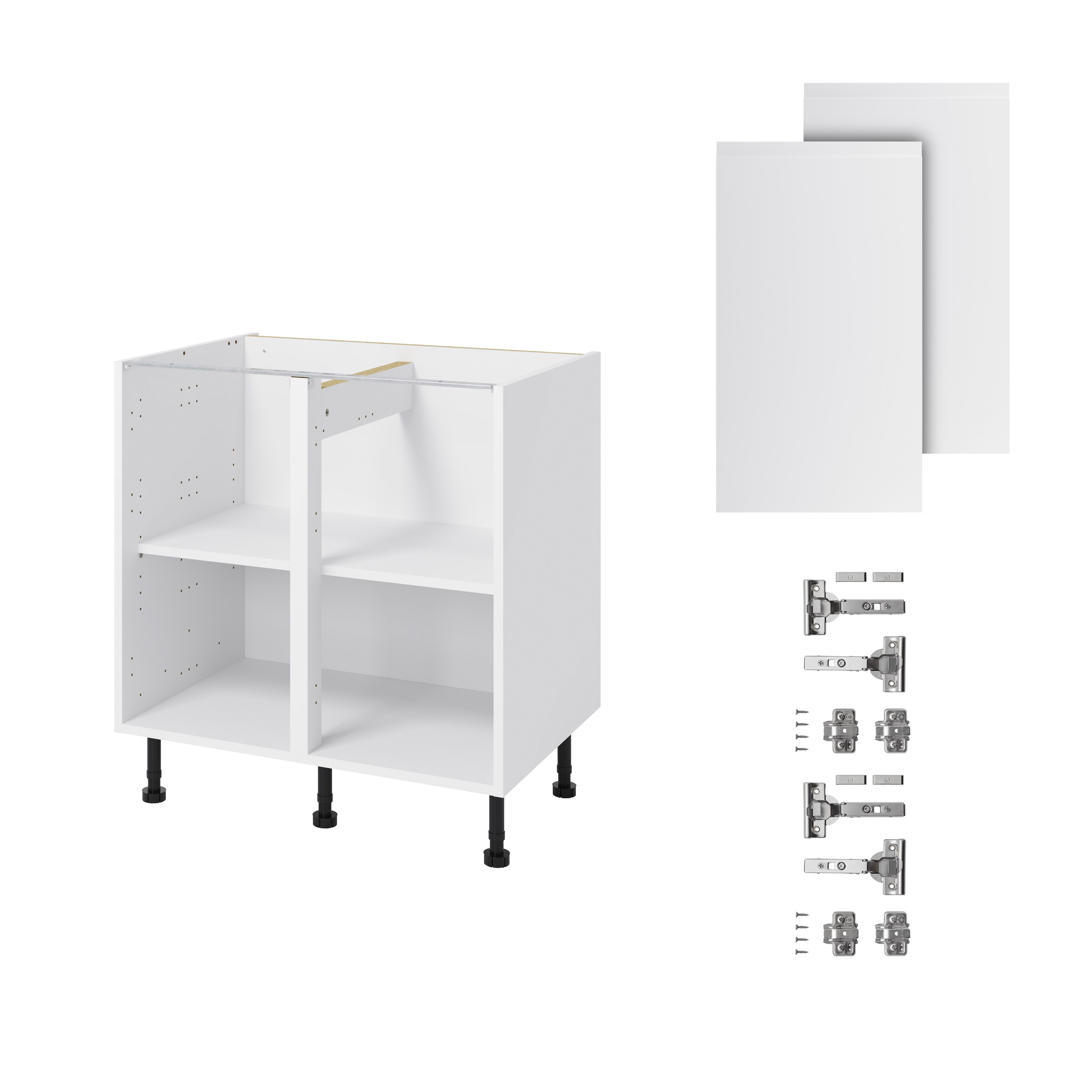 GoodHome Garcinia Gloss light grey integrated handle Base Kitchen cabinet (W)800mm (H)720mm