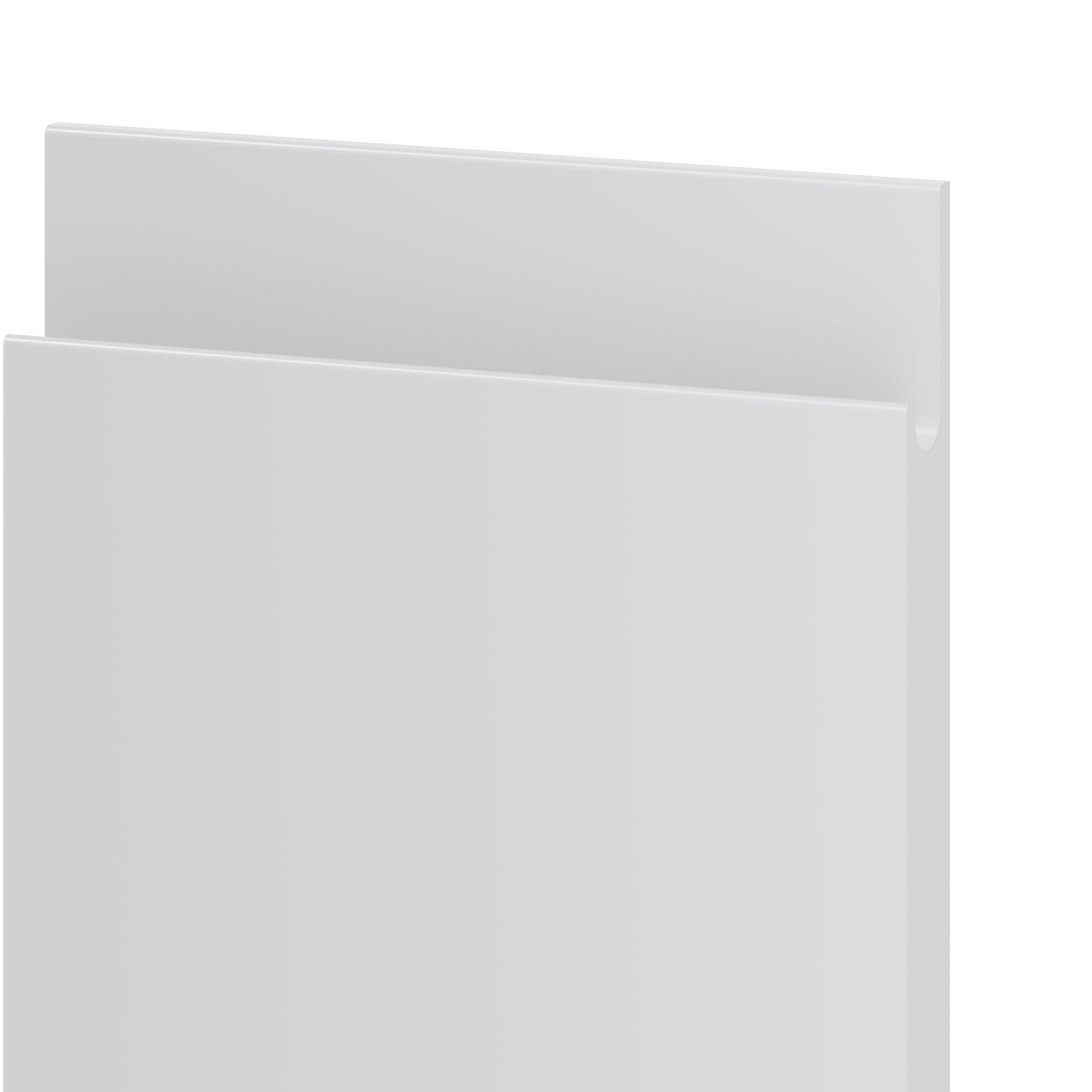 GoodHome Garcinia Gloss light grey integrated handle Drawer front, bridging door & bi fold door, (W)600mm (H)356mm (T)19mm