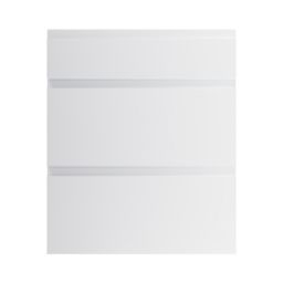 GoodHome Garcinia Gloss light grey integrated handle Drawer front (W)600mm, Pack of 3