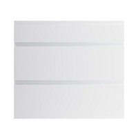 GoodHome Garcinia Gloss light grey integrated handle Drawer front (W)800mm, Pack of 3