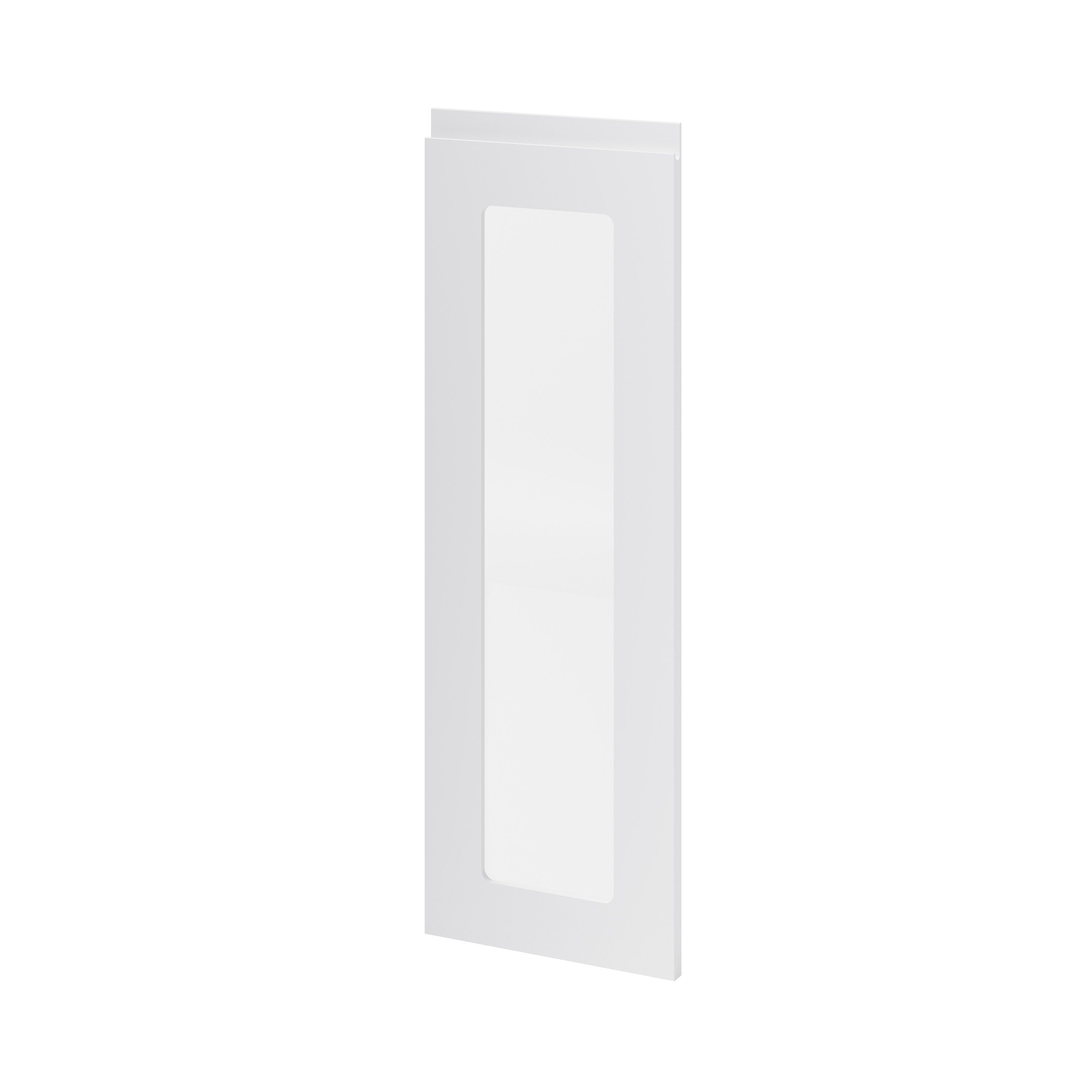 GoodHome Garcinia Gloss light grey integrated handle Tall glazed Cabinet door (W)300mm (H)895mm (T)19mm