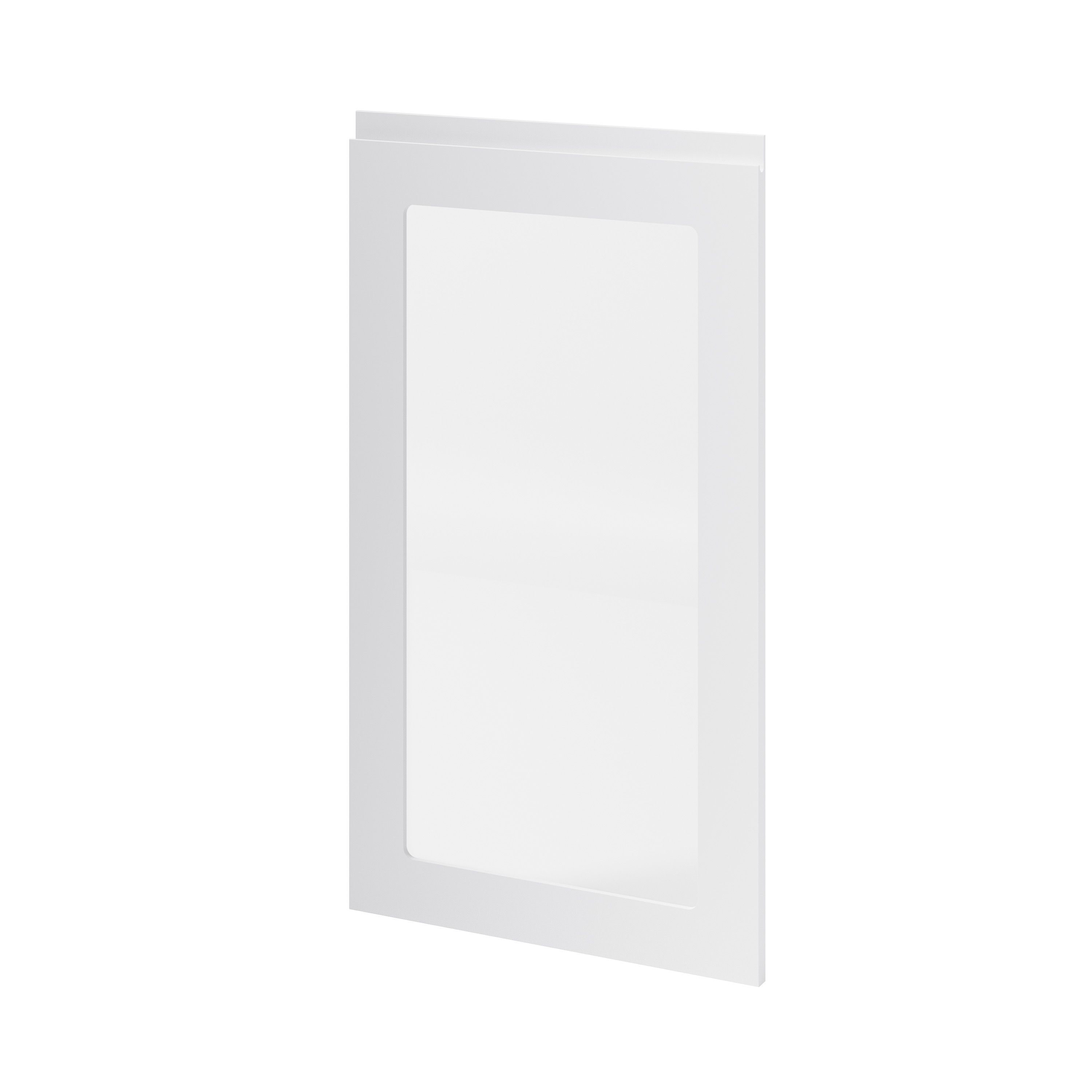GoodHome Garcinia Gloss light grey integrated handle Tall glazed Cabinet door (W)500mm (H)895mm (T)19mm