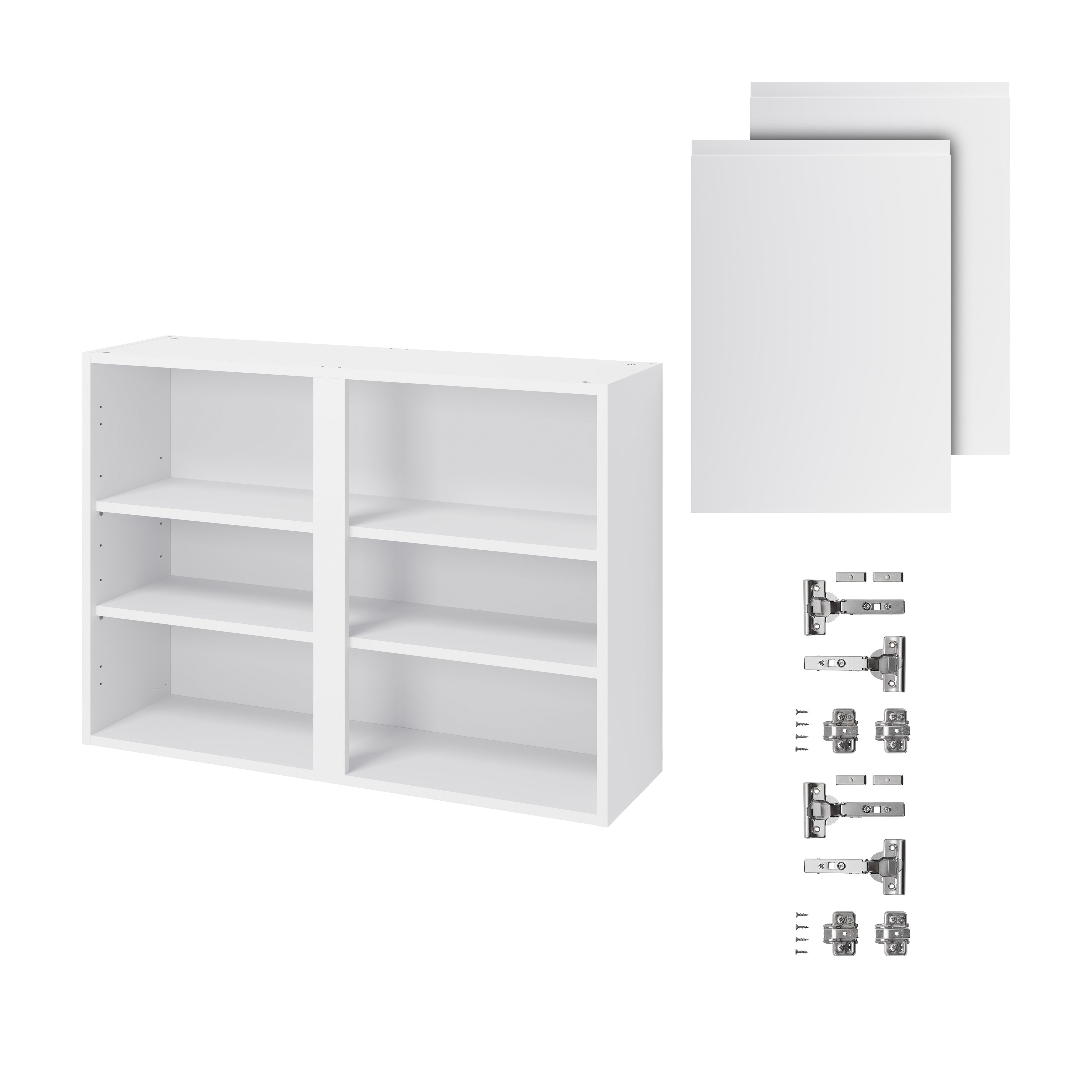GoodHome Garcinia Gloss light grey integrated handle Wall Kitchen cabinet (W)1000mm (H)720mm