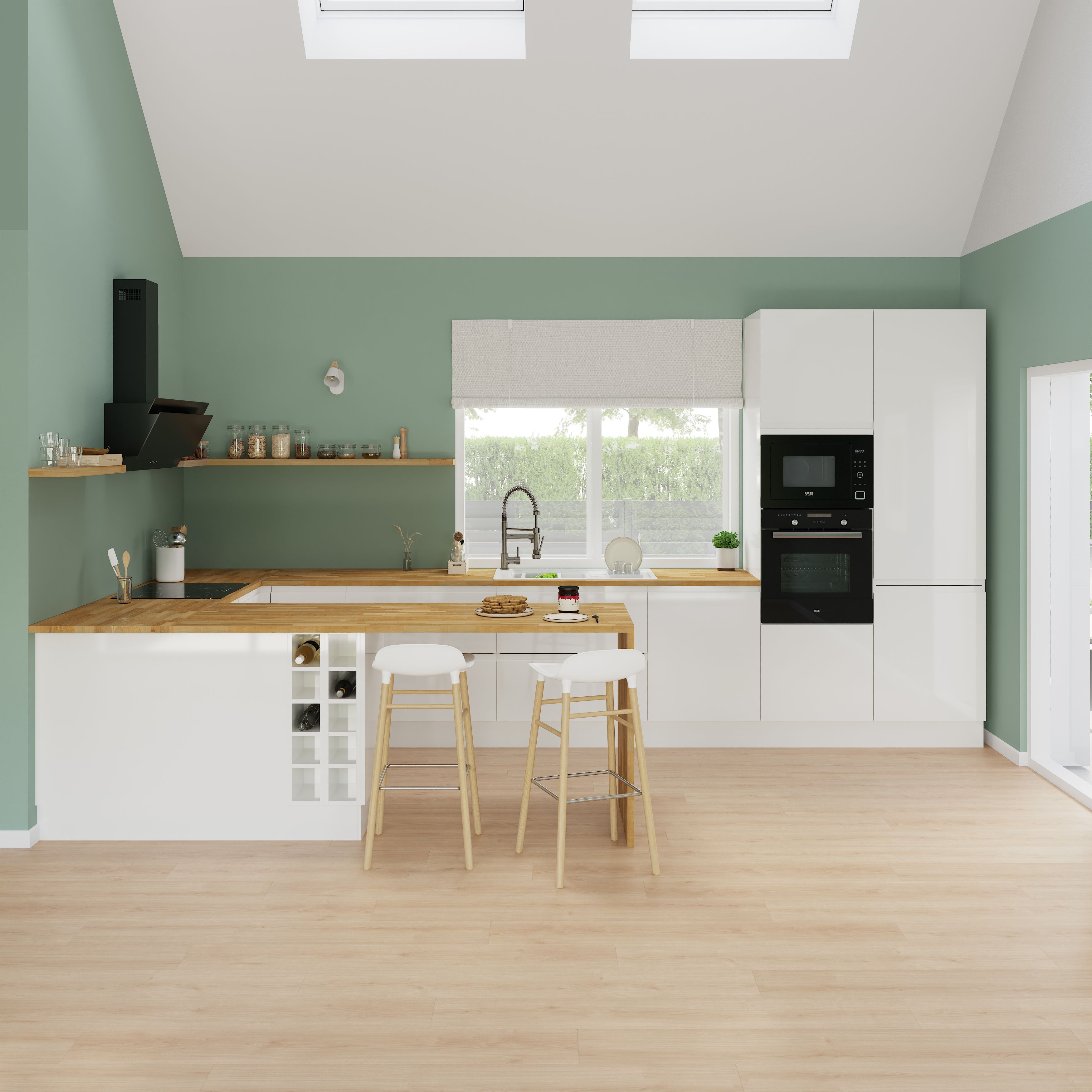GoodHome Garcinia Gloss white integrated handle Appliance Cabinet door (W)600mm (H)453mm (T)19mm