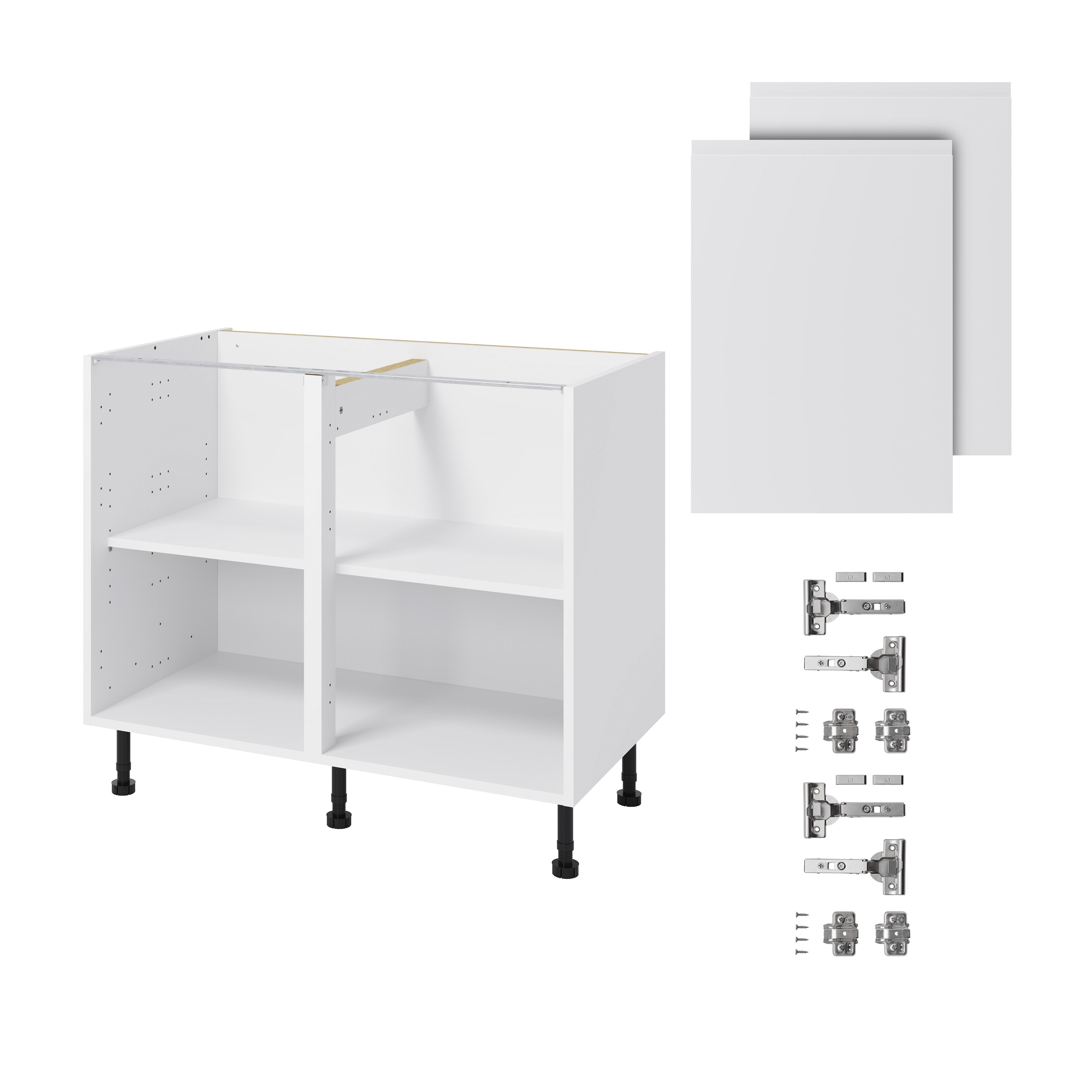 GoodHome Garcinia Gloss white integrated handle Base Kitchen cabinet (W)1000mm (H)720mm