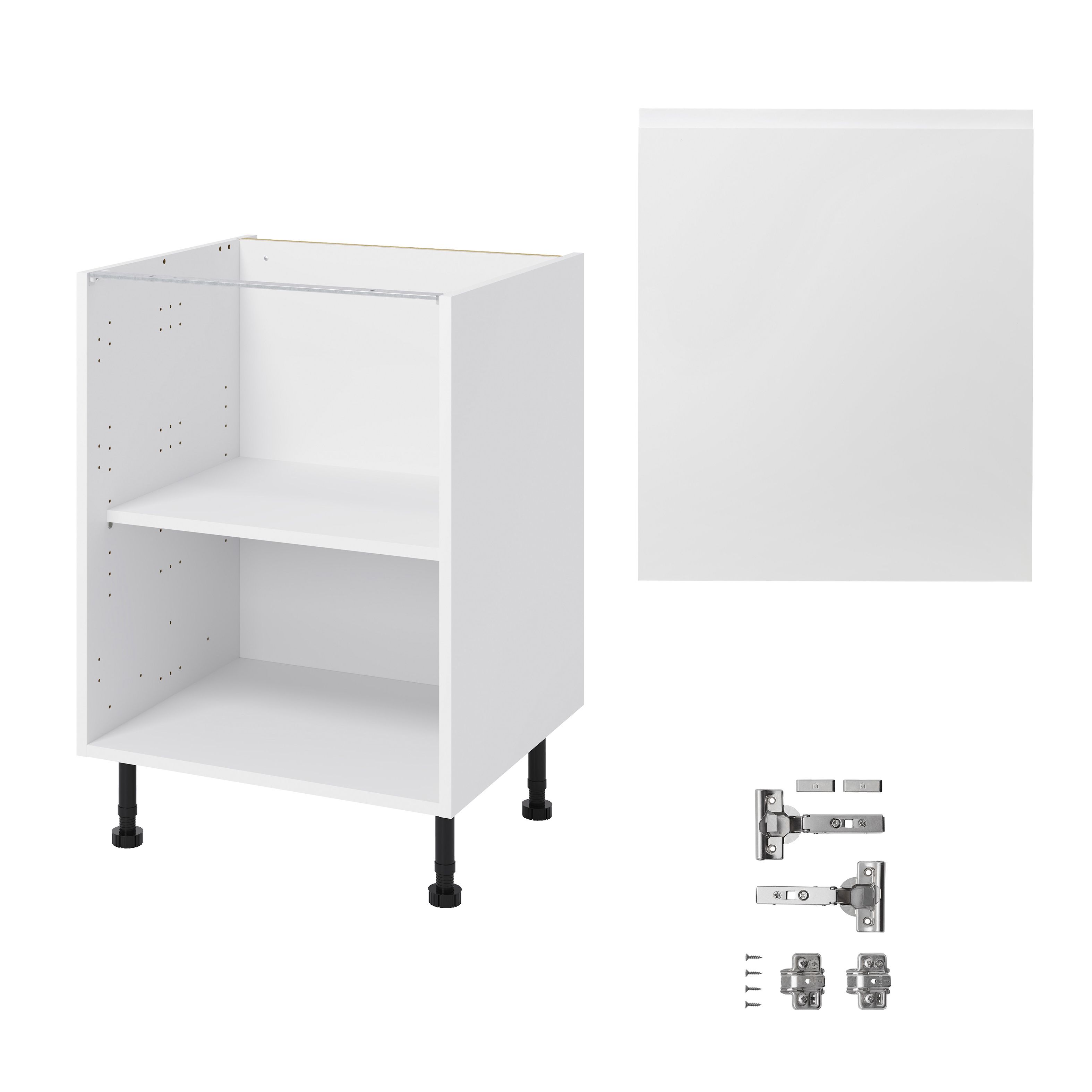 GoodHome Garcinia Gloss white integrated handle Base Kitchen cabinet (W)600mm (H)720mm